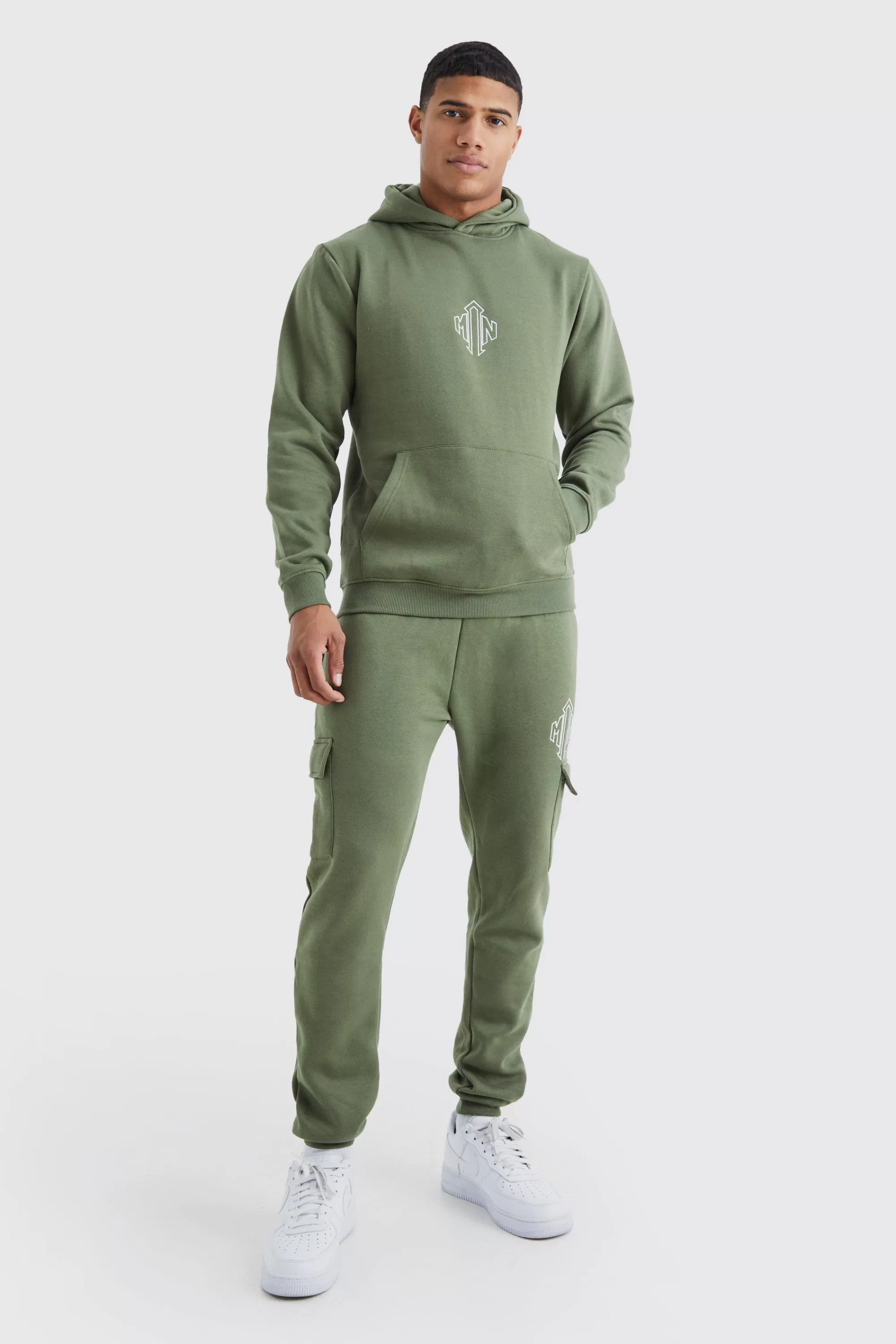 boohooMAN Man Slim Fit Cargo Hooded Tracksuit | UK