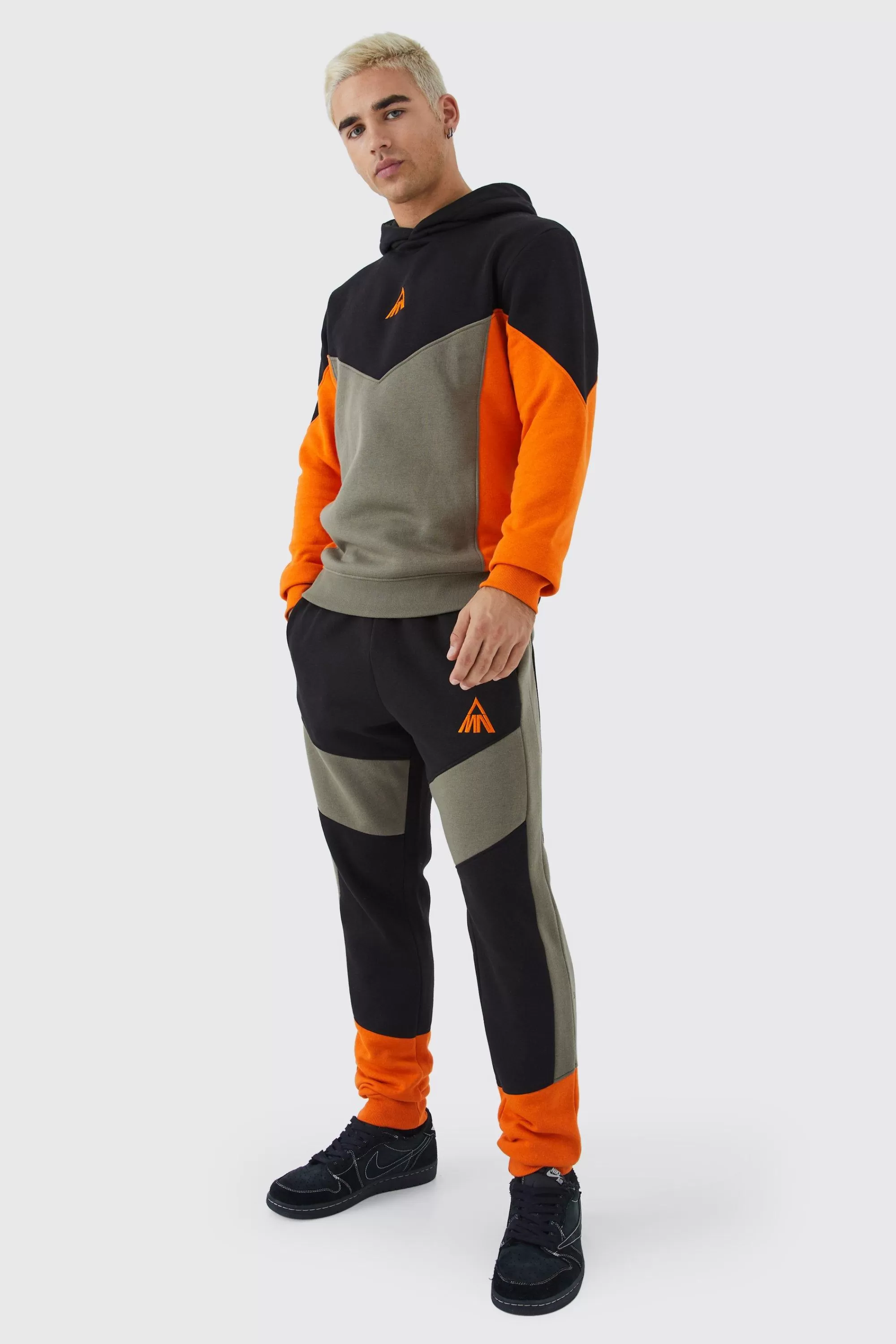 boohooMAN Man Slim Fit Colour Block Hooded Tracksuit | UK