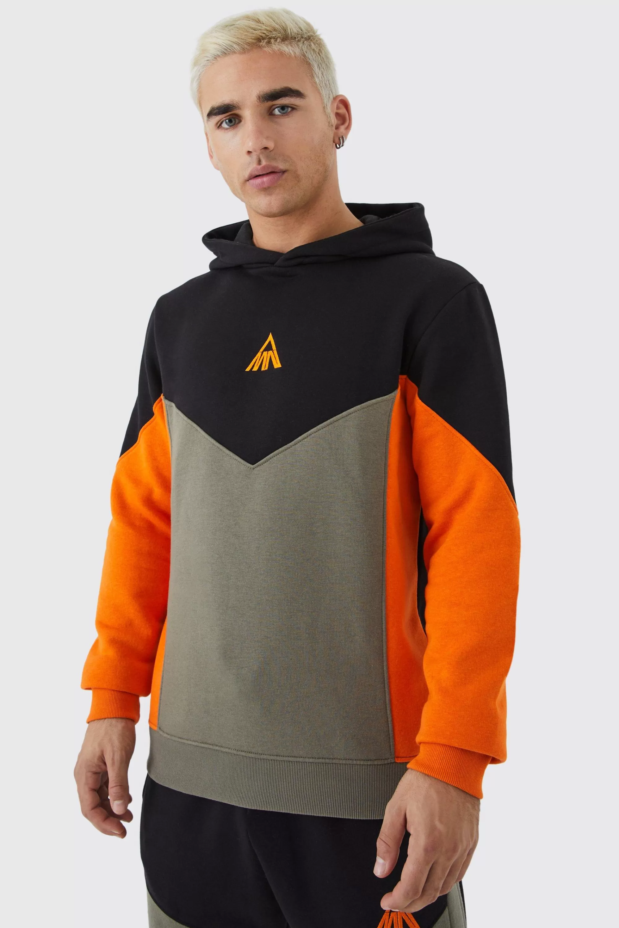 boohooMAN Man Slim Fit Colour Block Hoodie | UK