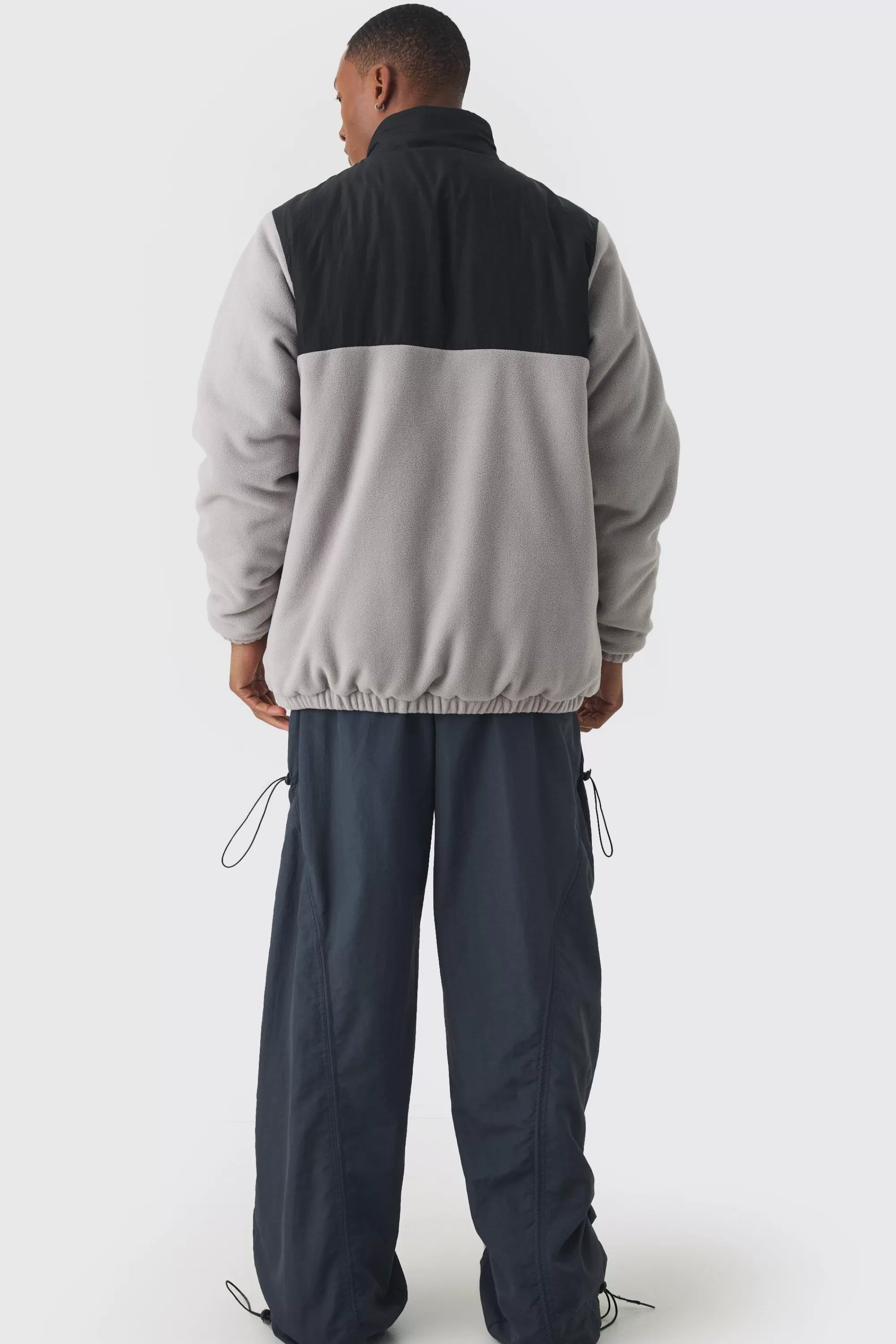 boohooMAN Man Tab Colour Block Fleece Jacket In | UK