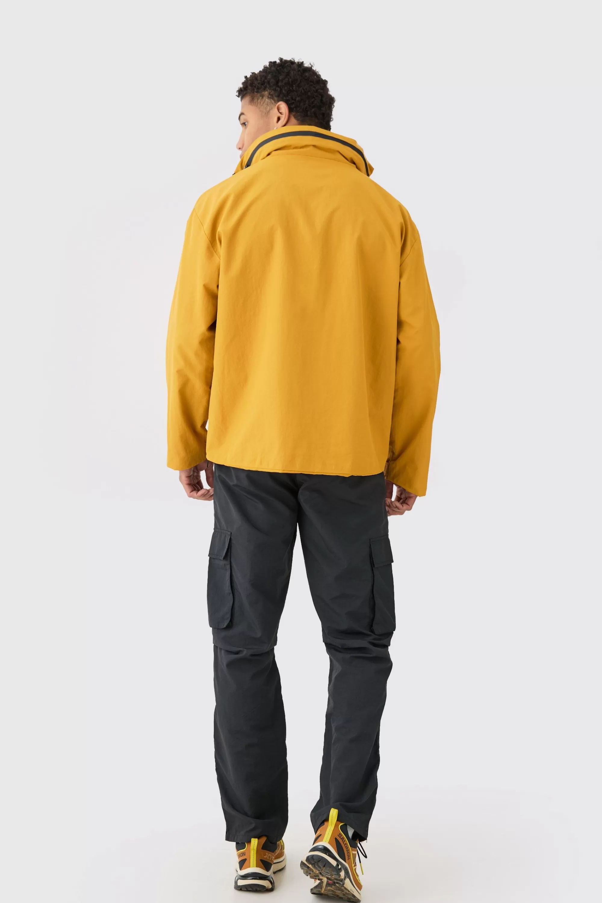 boohooMAN Man Tab Oversized Zip Detail Nylon Windbreaker In | UK