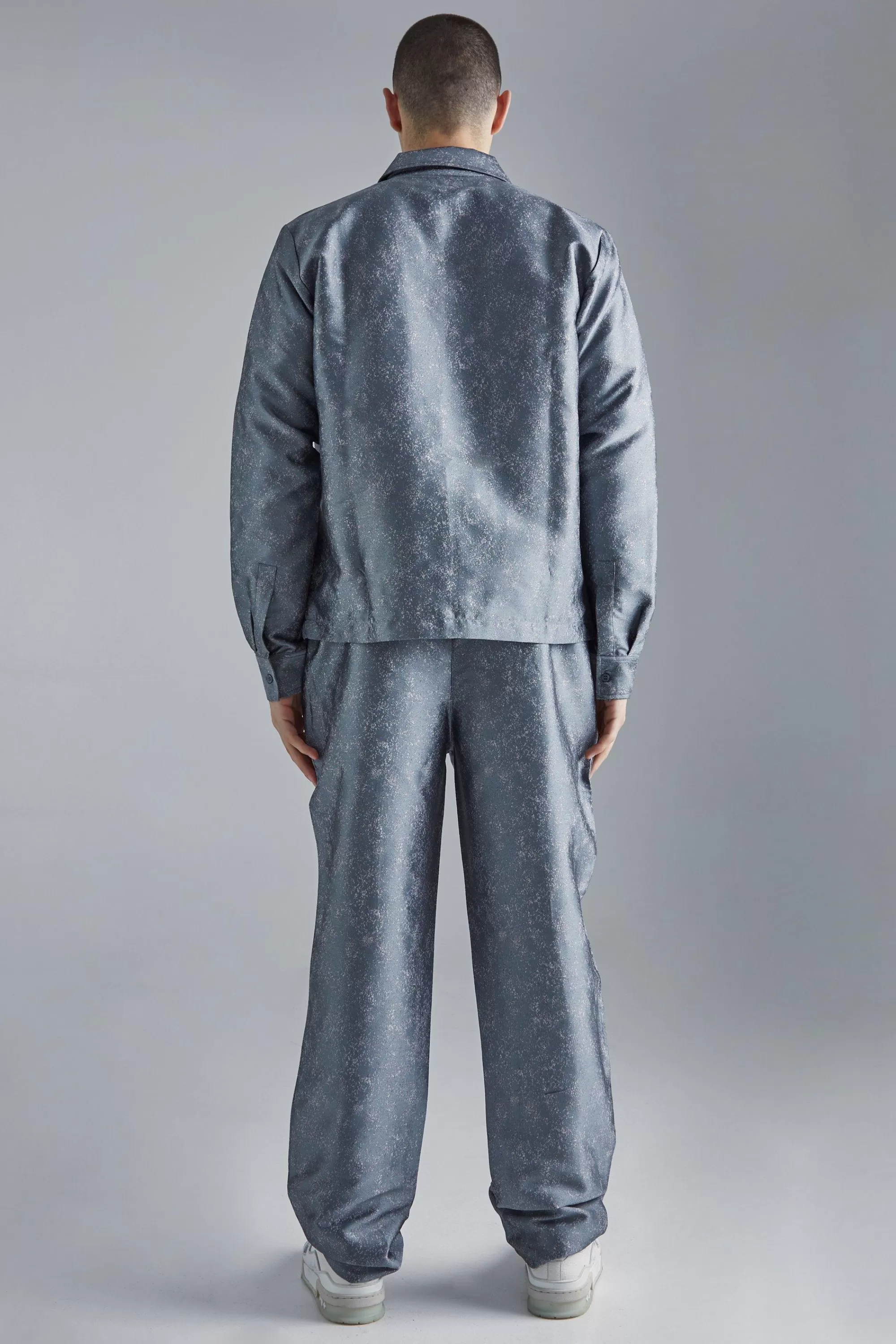 boohooMAN Marl Fabric Interest Straight Trouser | UK