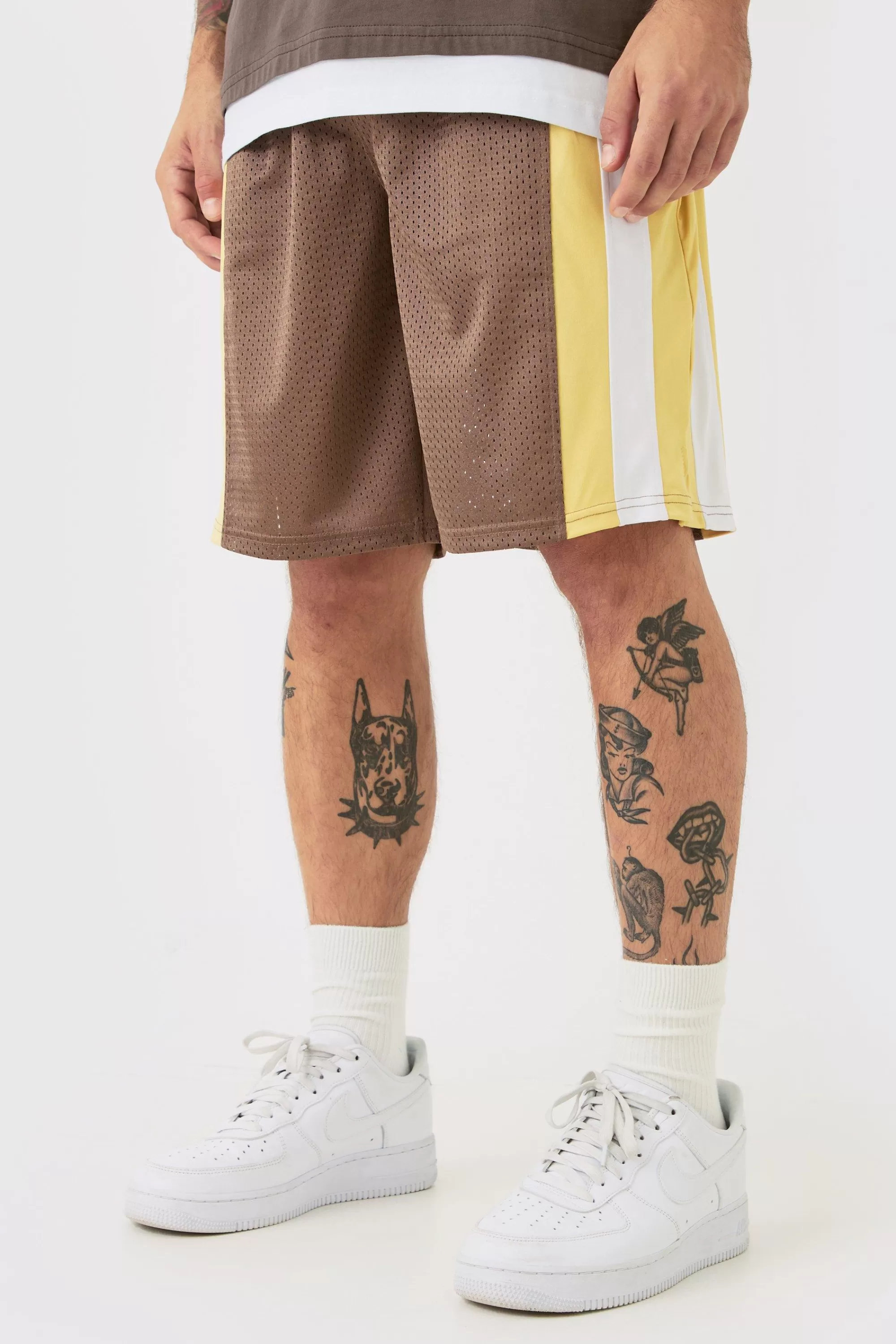 boohooMAN Mesh Colour Block Basketball Shorts | UK