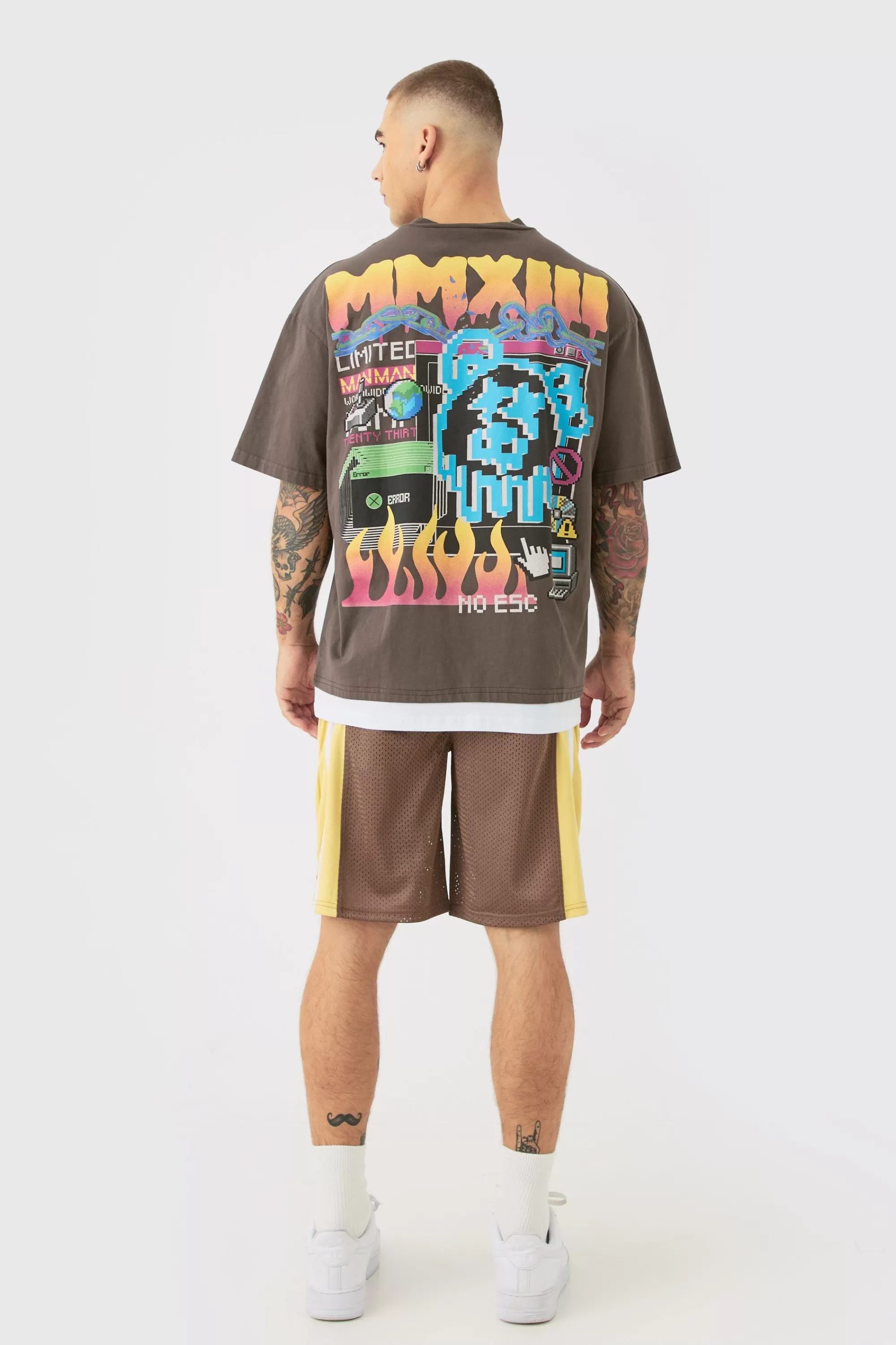 boohooMAN Mesh Colour Block Basketball Shorts | UK