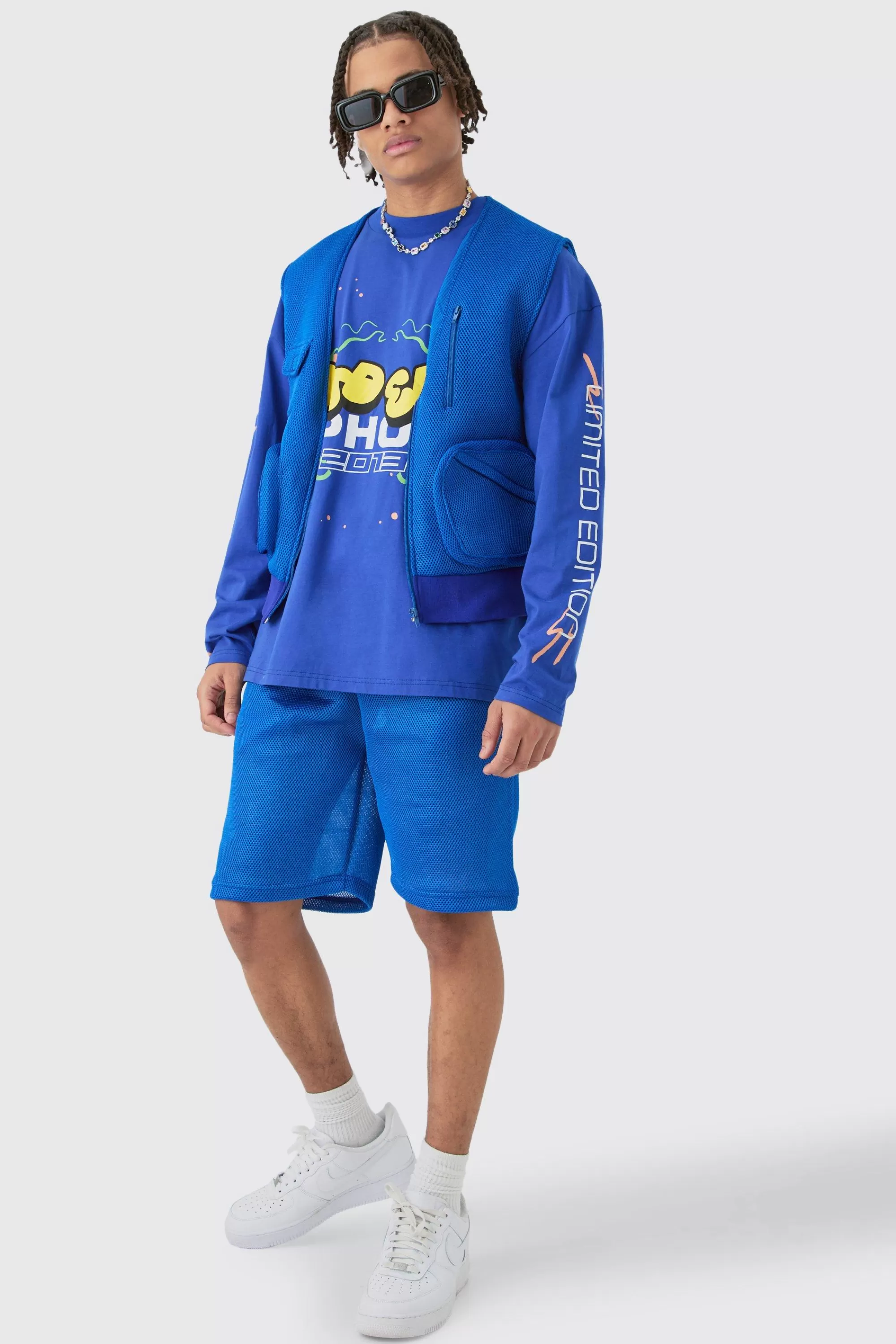 boohooMAN Mesh Vest & Short Set | UK