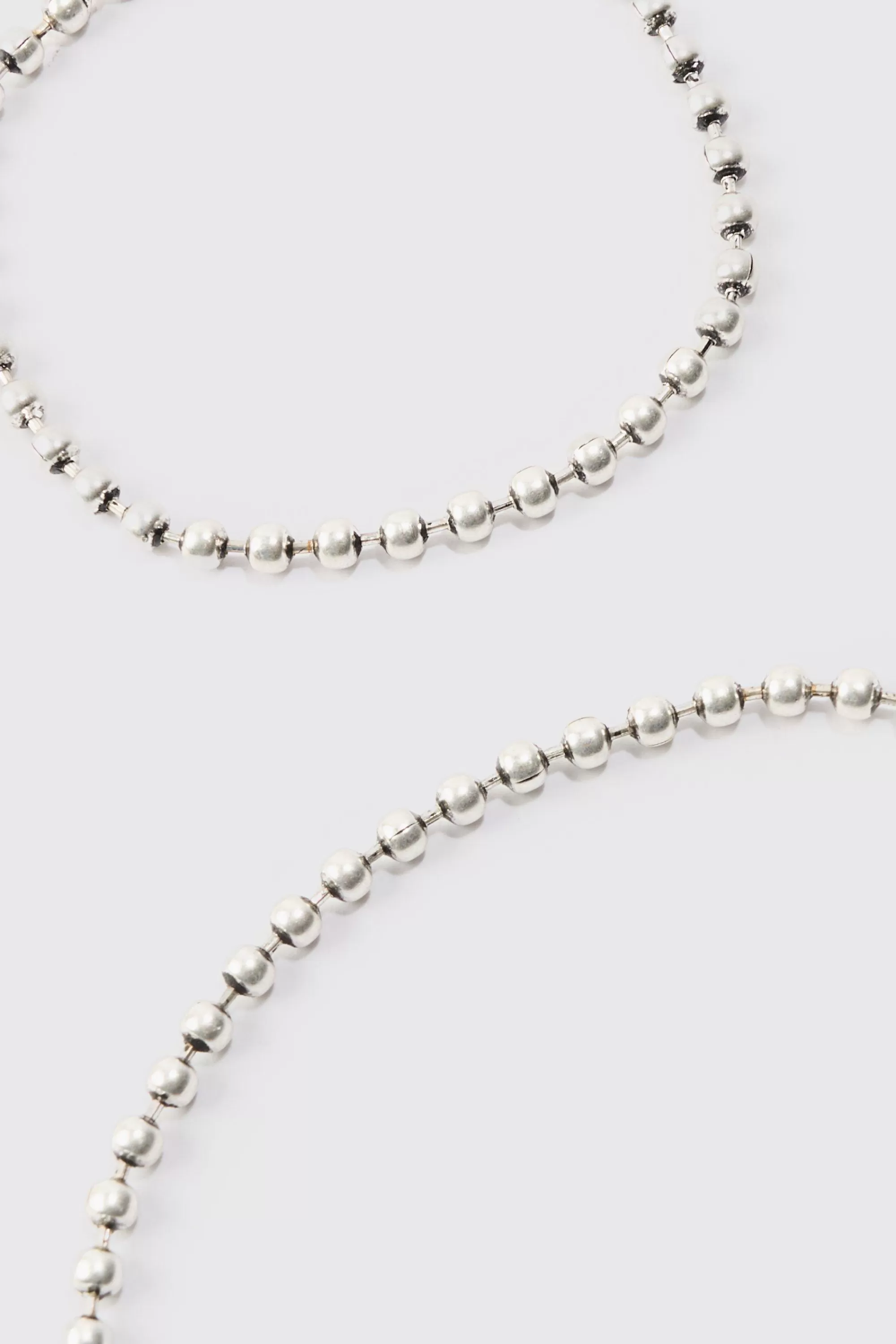 boohooMAN Metal Bead Necklace & Bracelet 2 Pack In | UK