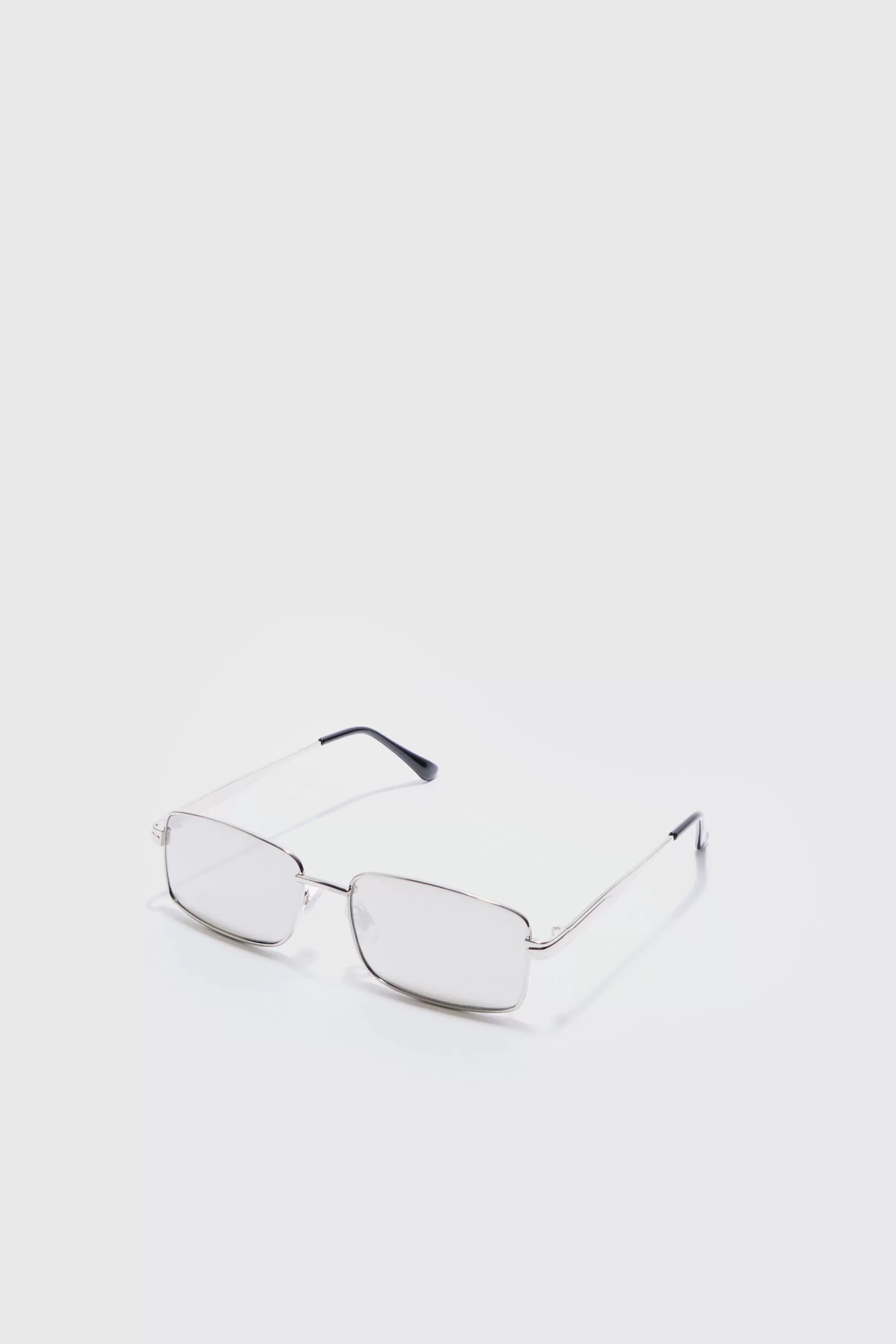 boohooMAN Metal Rectangular Sunglasses In | UK