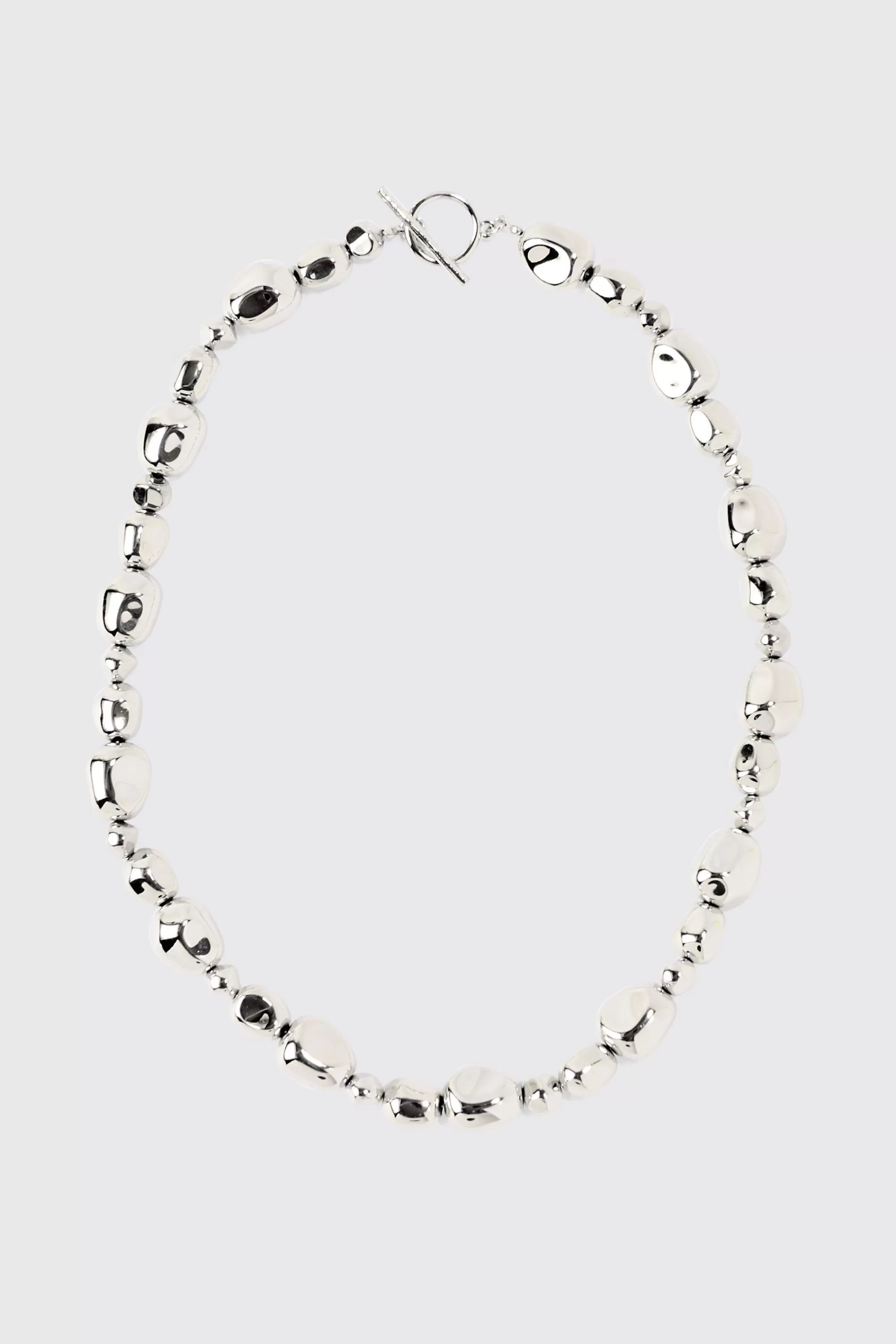 boohooMAN Metallic Pearl Necklace In | UK