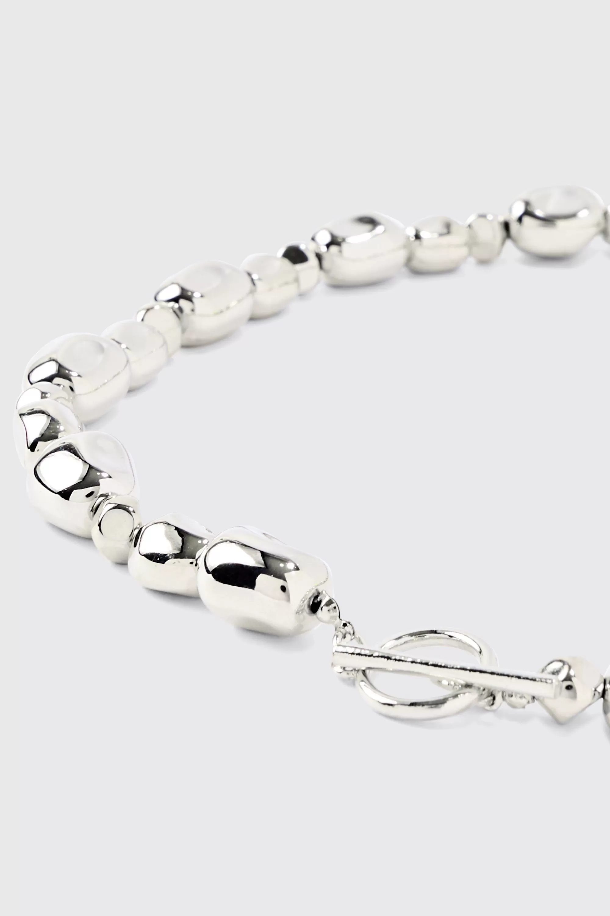 boohooMAN Metallic Pearl Necklace In | UK