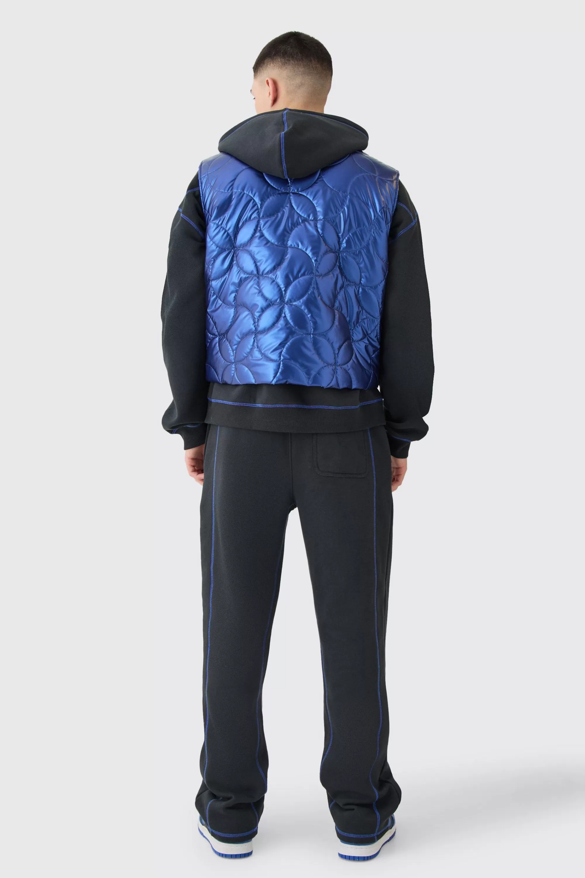 boohooMAN Metallic Quilted Gilet | UK
