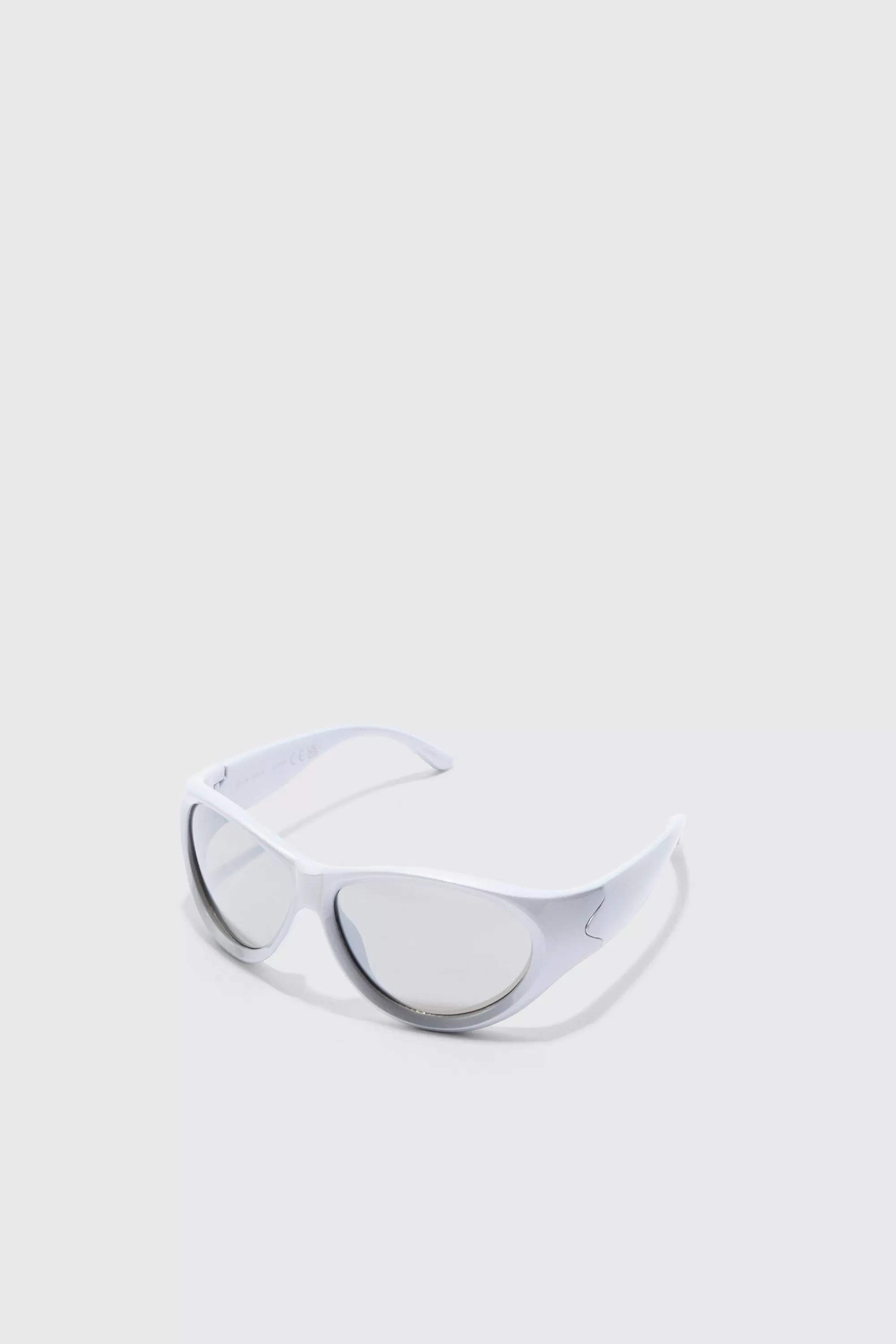 boohooMAN Mirror Lens Racer Sunglasses | UK