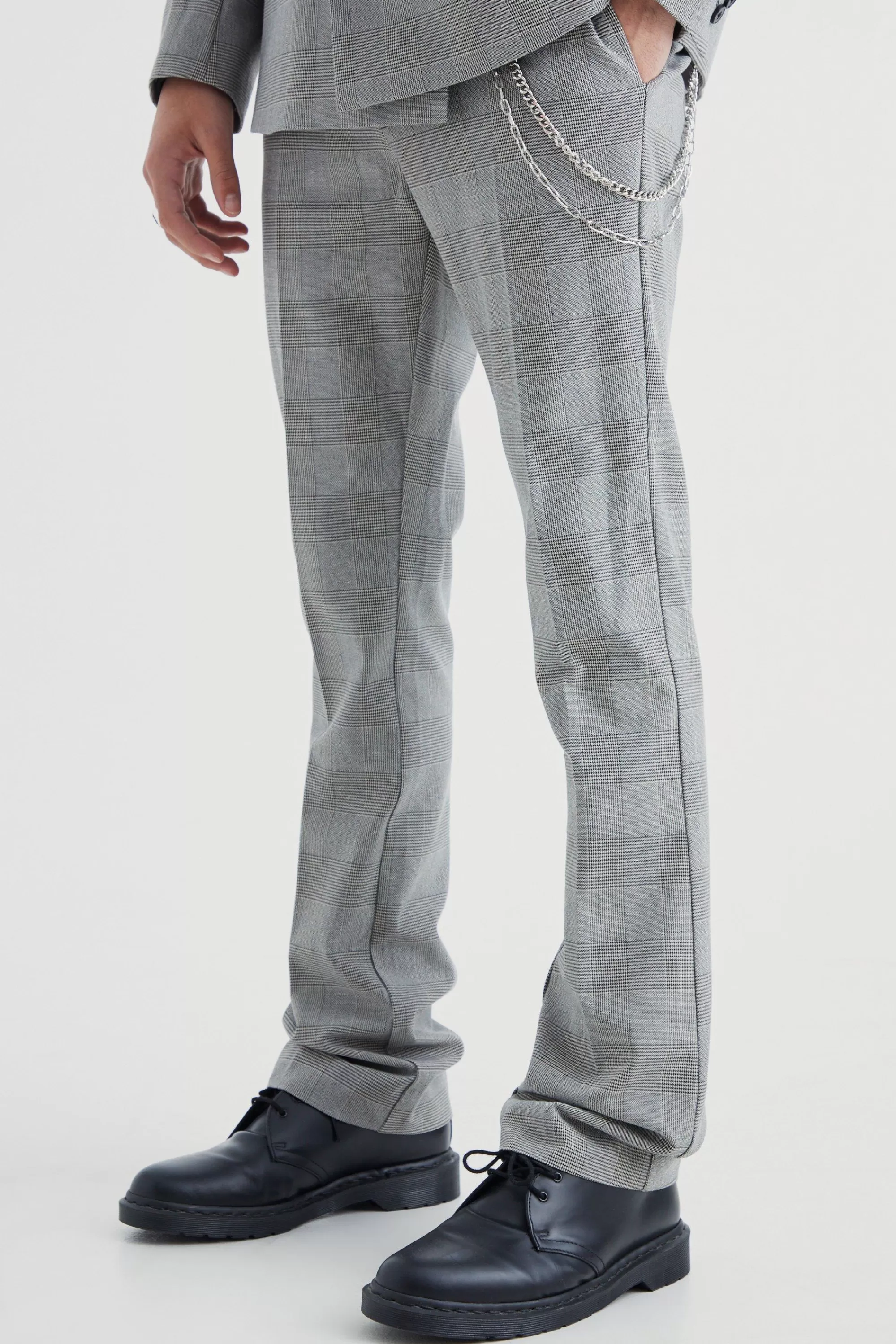 boohooMAN Mix And Match Skinny Fit Check Suit | UK