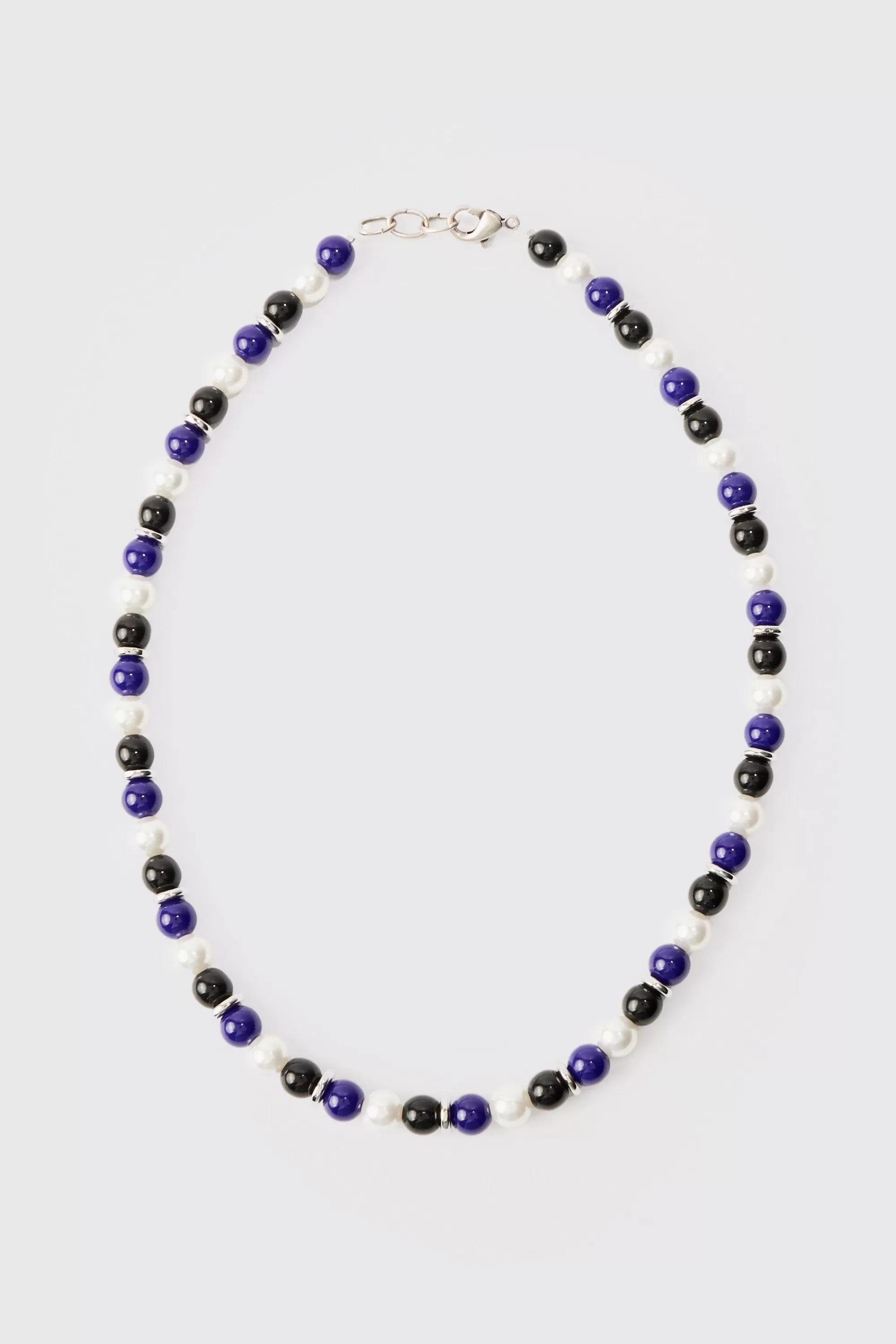 boohooMAN Mixed Bead And Pearl Necklace | UK