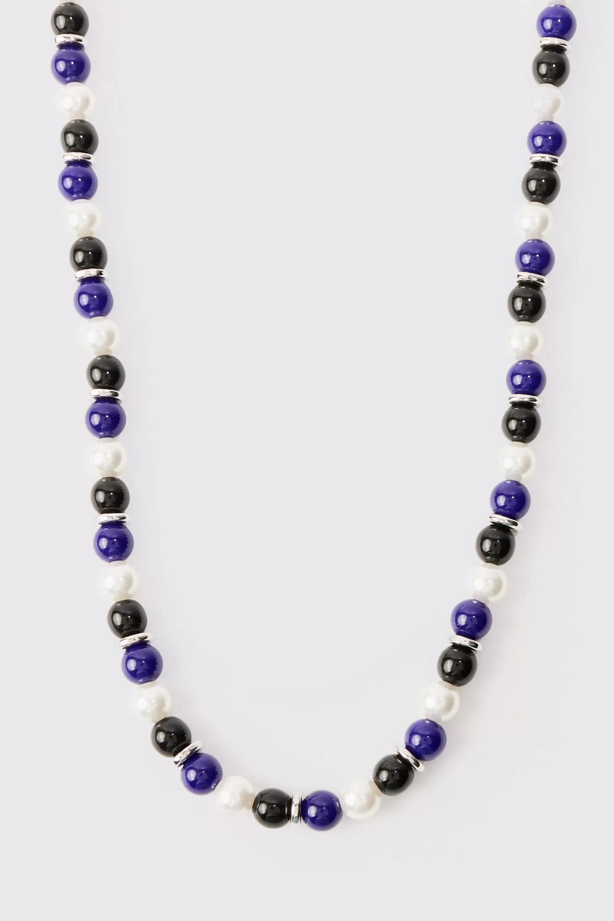 boohooMAN Mixed Bead And Pearl Necklace | UK