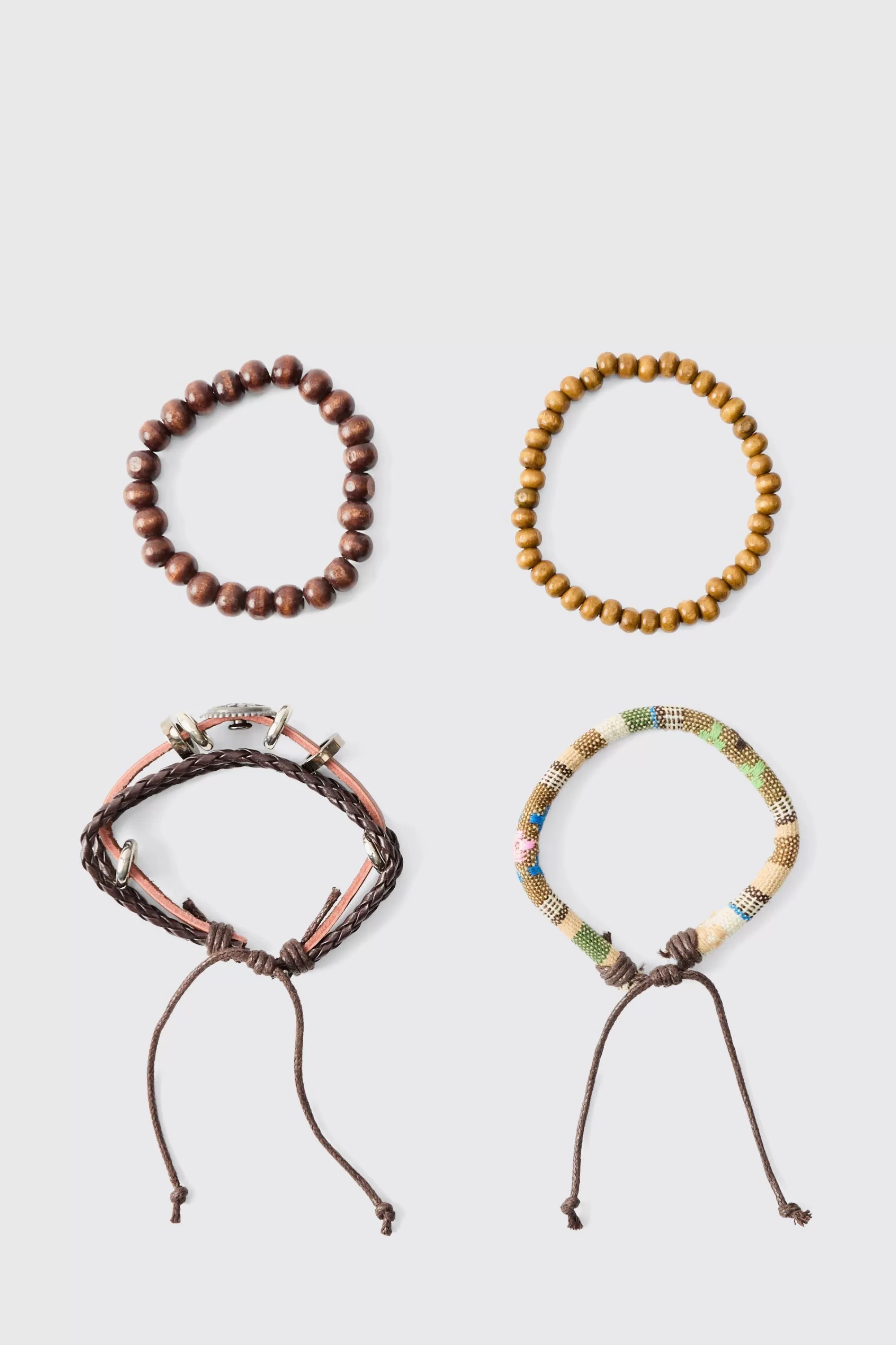 boohooMAN Mixed Bead Compass Bracelets | UK