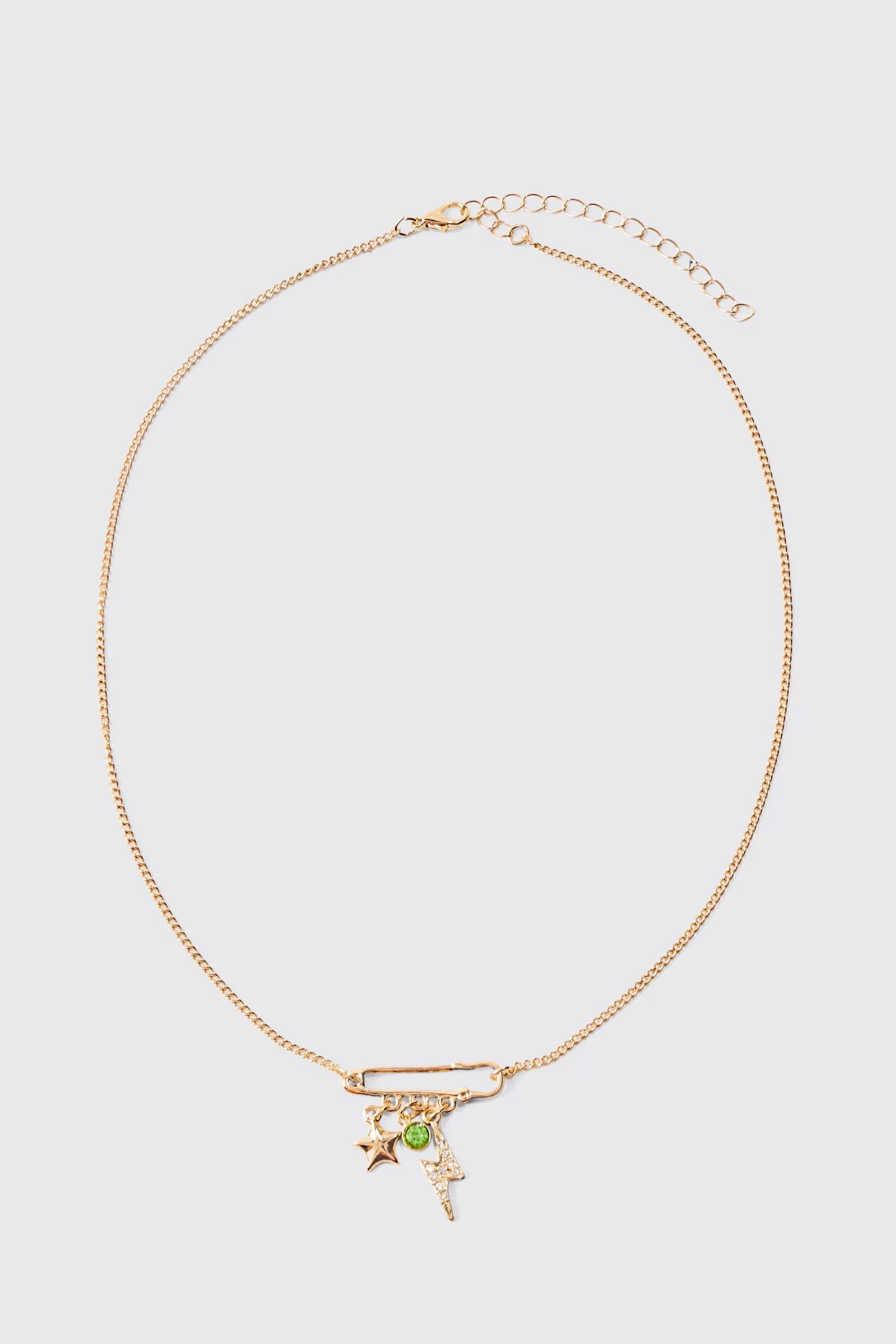 boohooMAN Mixed Pendant Loop Chain Necklace In | UK