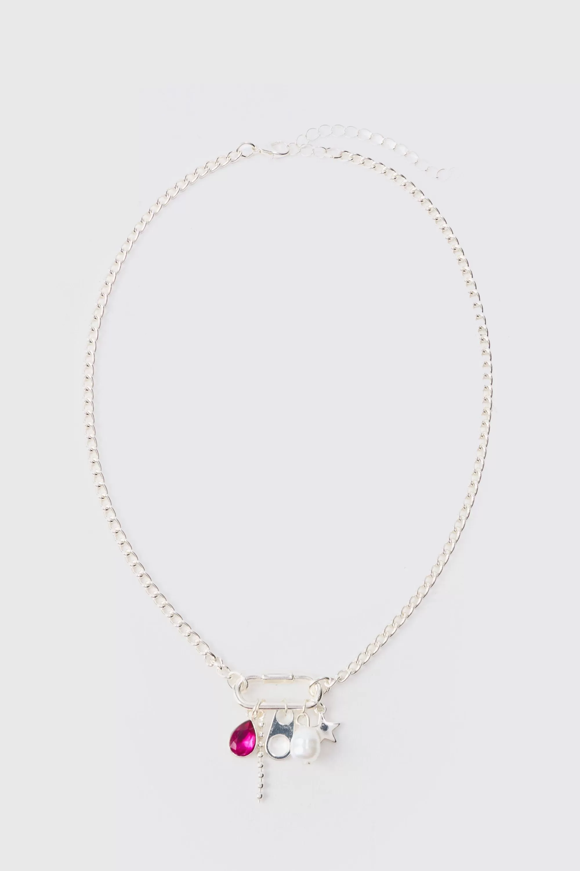 boohooMAN Mixed Pendant Loop Chain Necklace In | UK