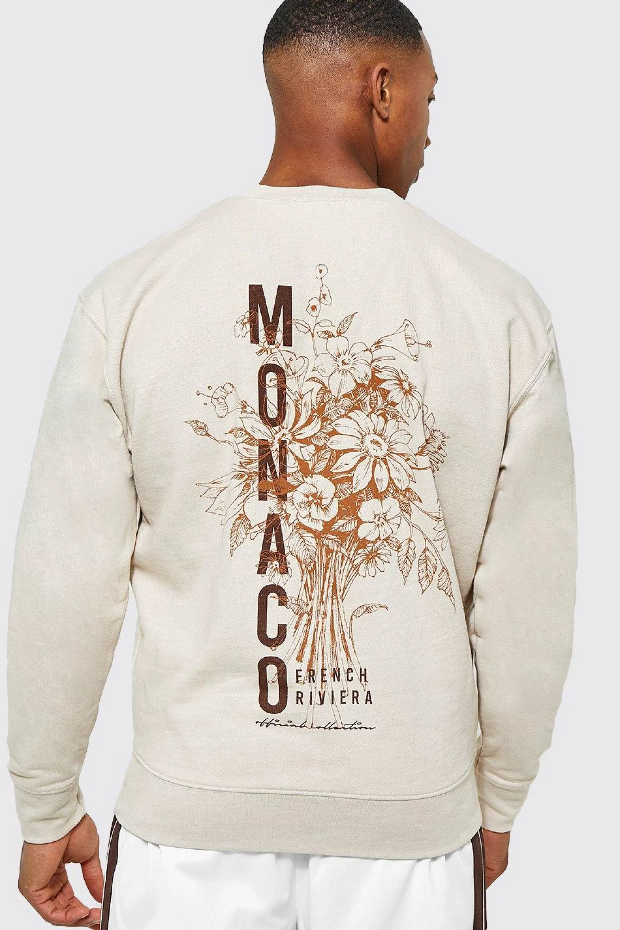 boohooMAN Monaco Back Print Sweatshirt | UK