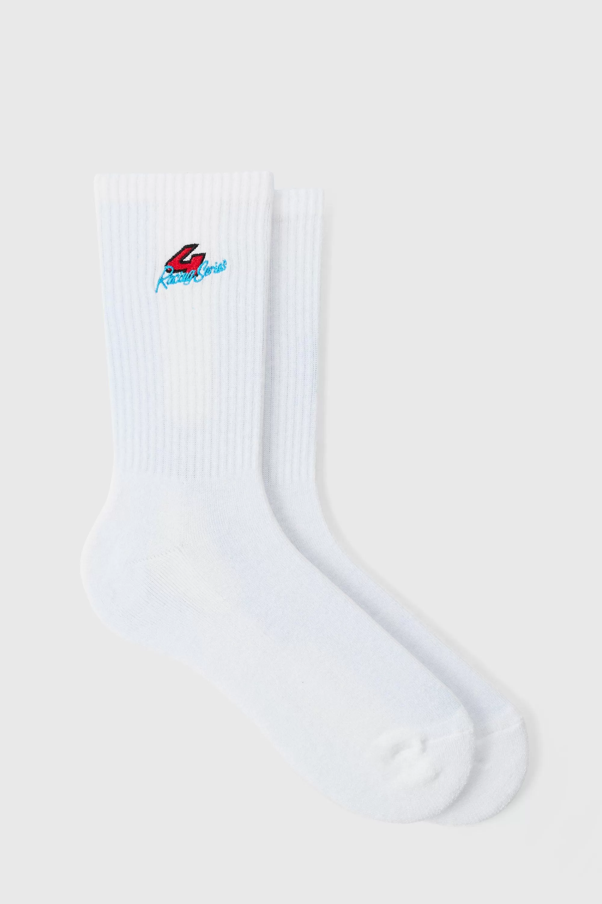 boohooMAN Moto 4 Racing Series Embroidered Socks | UK