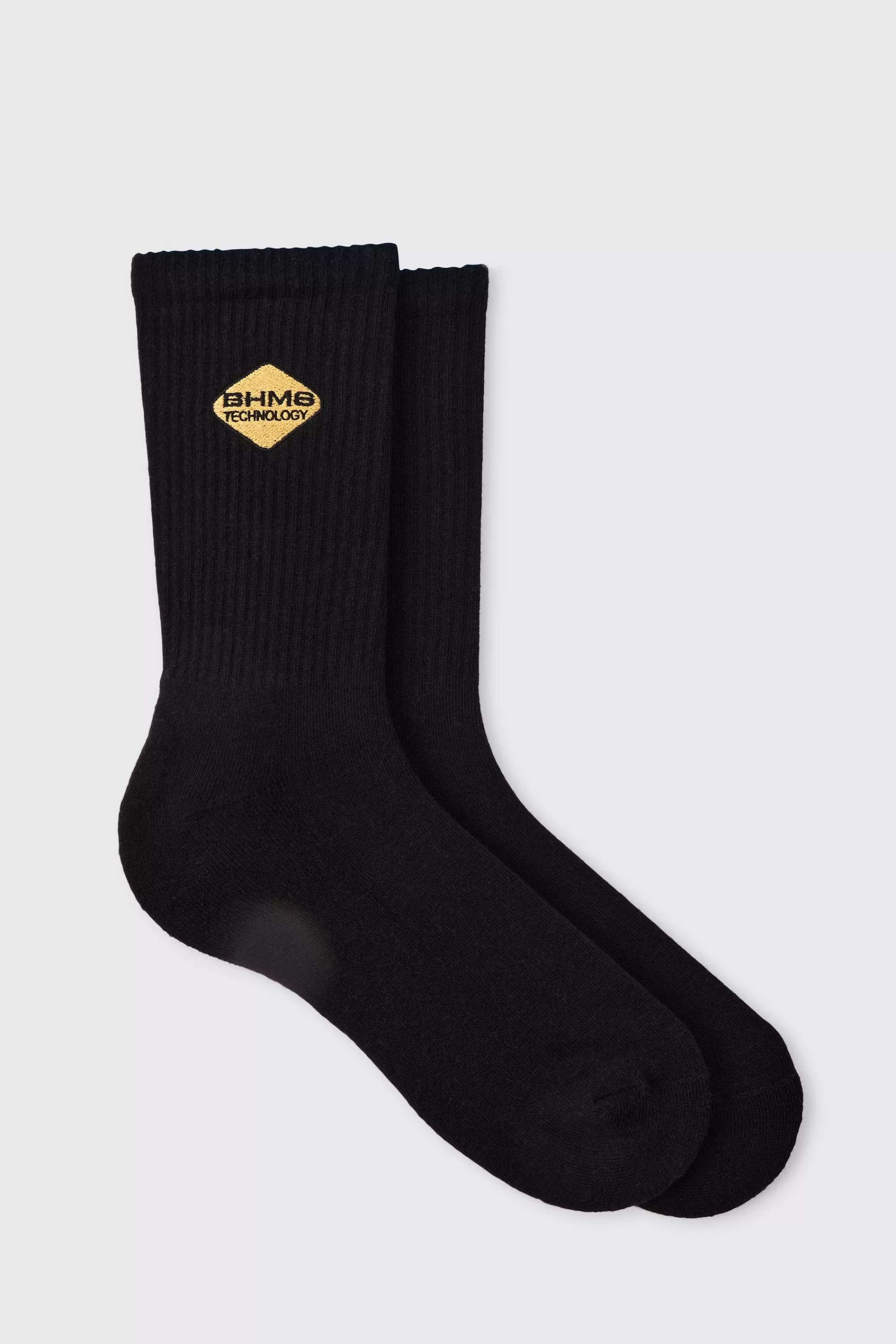 boohooMAN Moto BHMS Embroidered Socks | UK