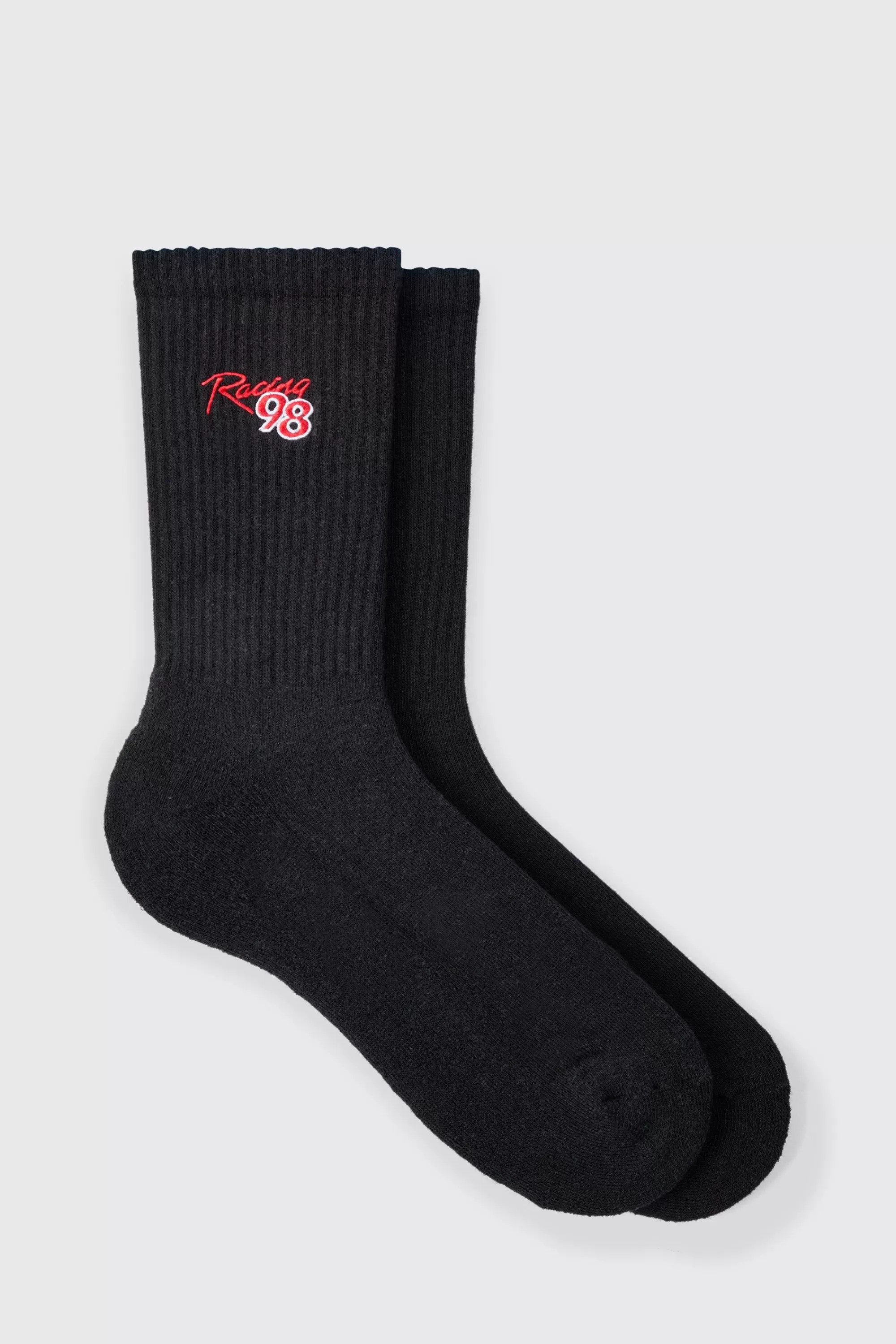 boohooMAN Moto Racing 98 Embroidered Socks | UK