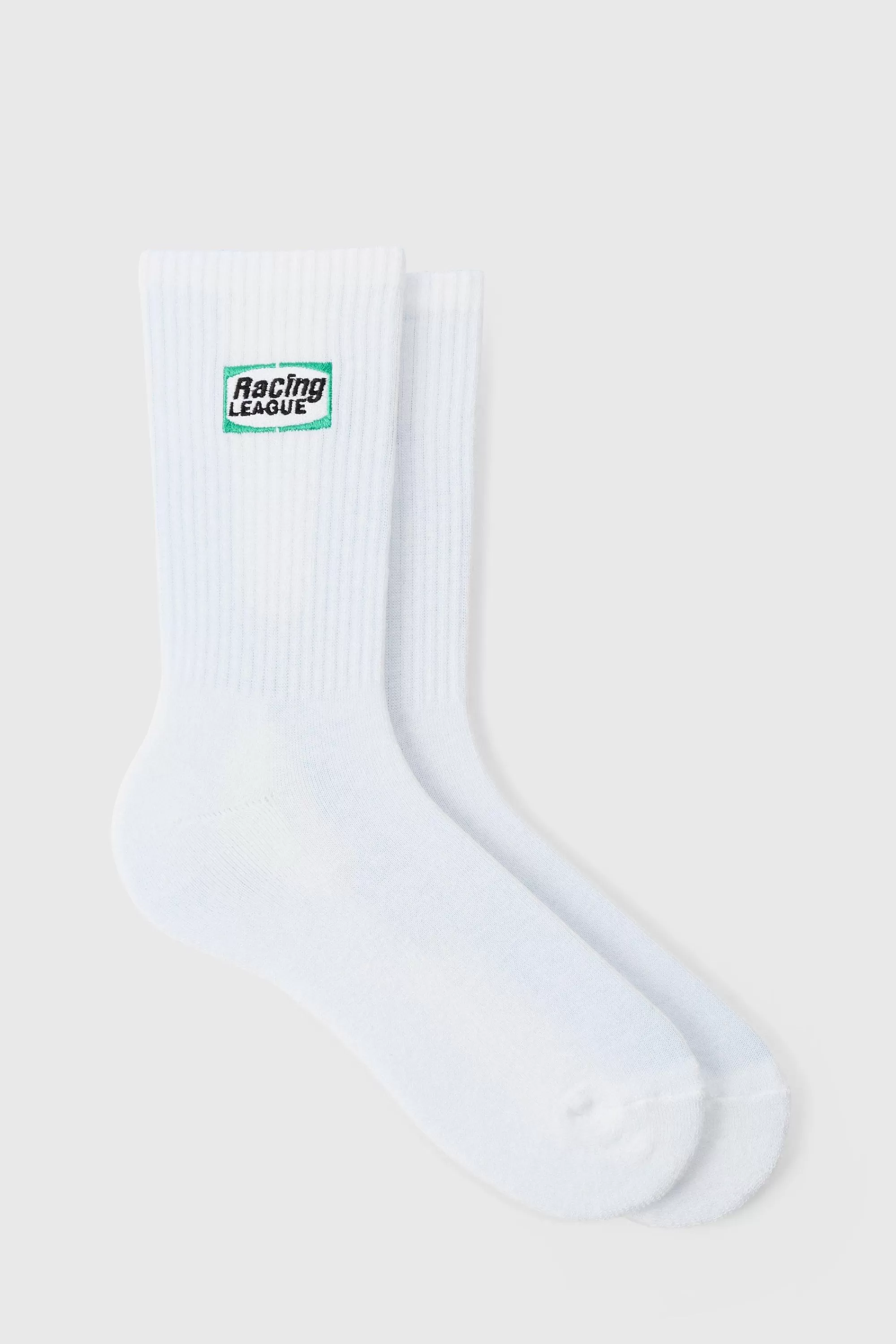 boohooMAN Moto Racing League Embroidered Socks | UK