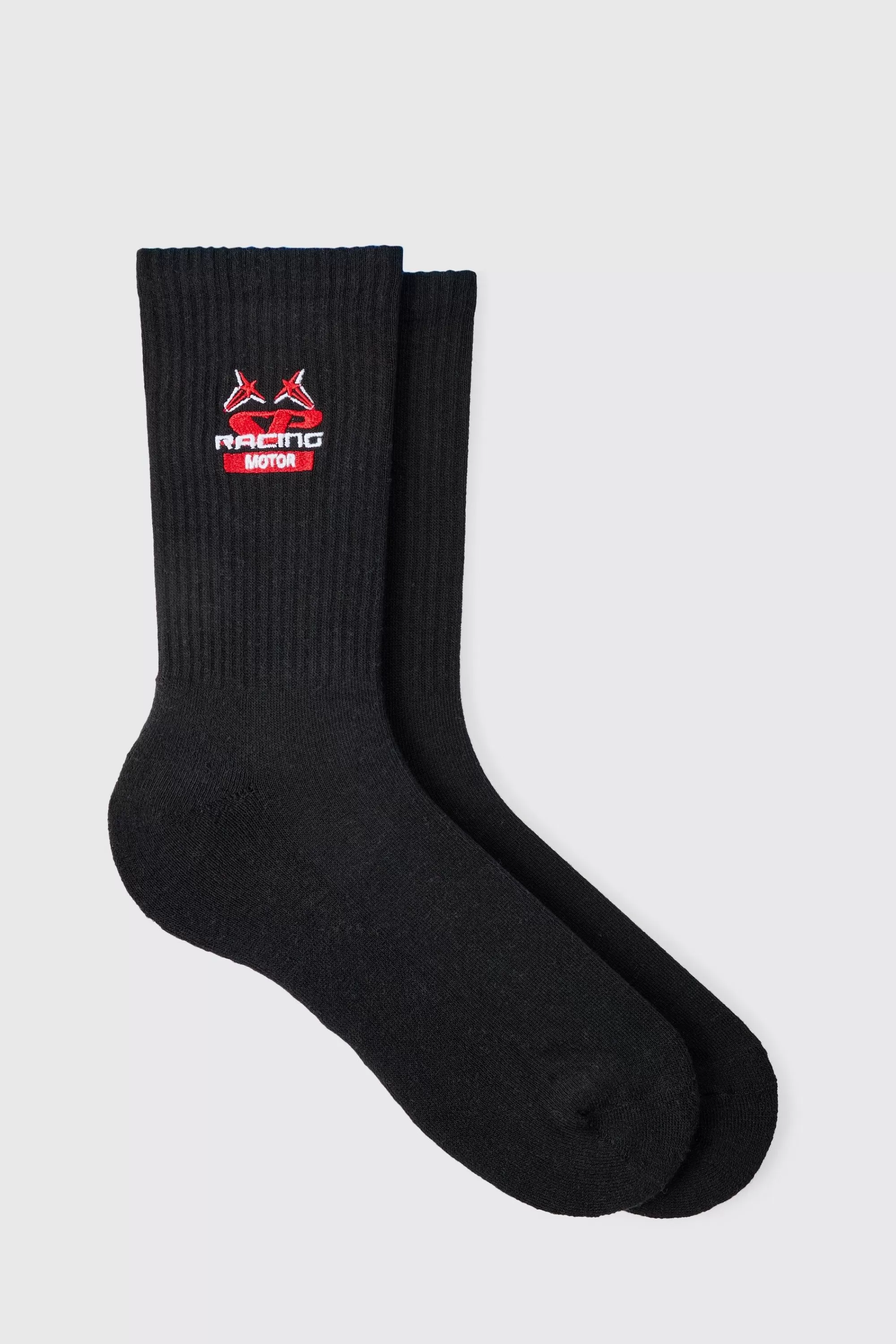boohooMAN Moto Racing Motor Embroidered Socks | UK
