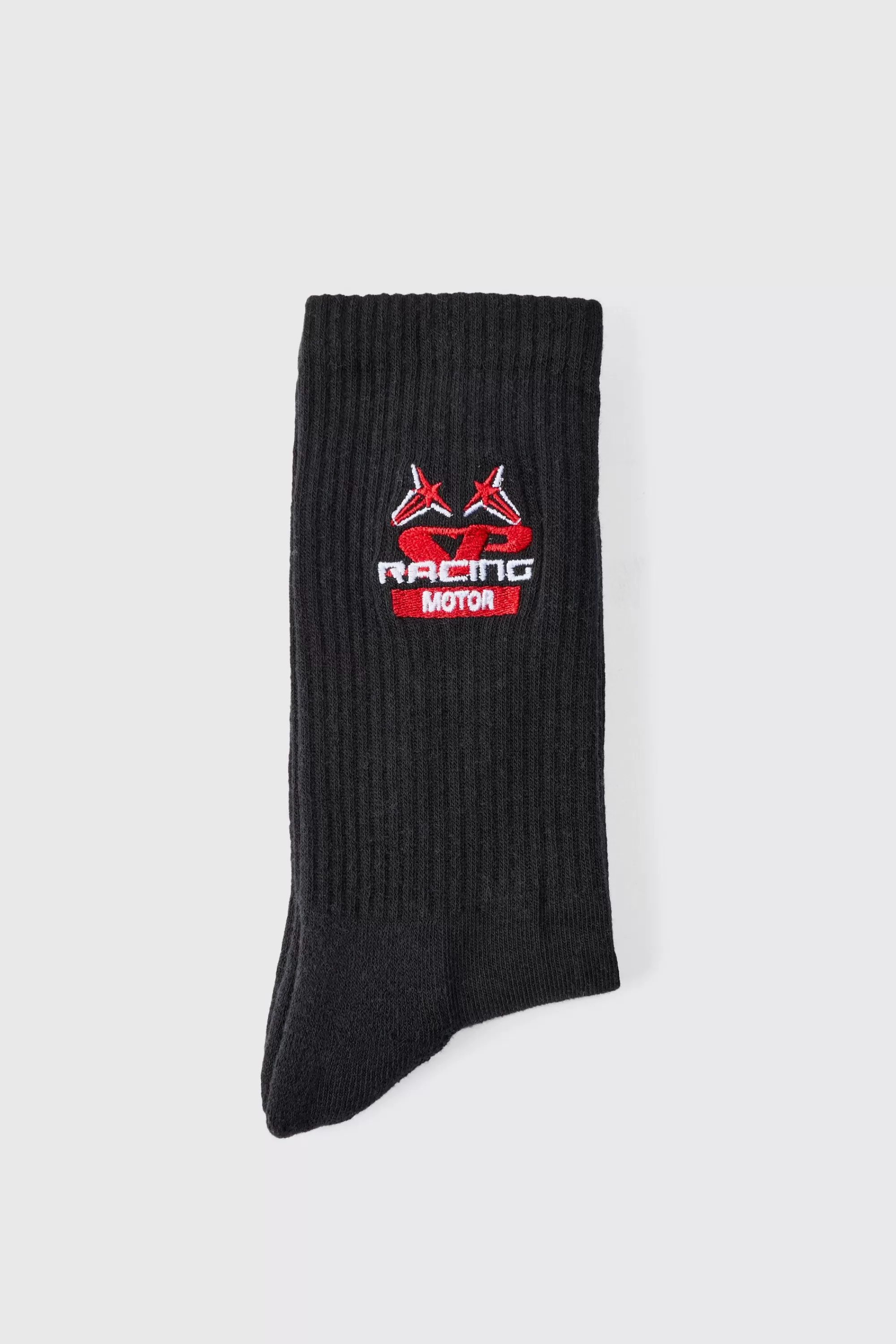 boohooMAN Moto Racing Motor Embroidered Socks | UK