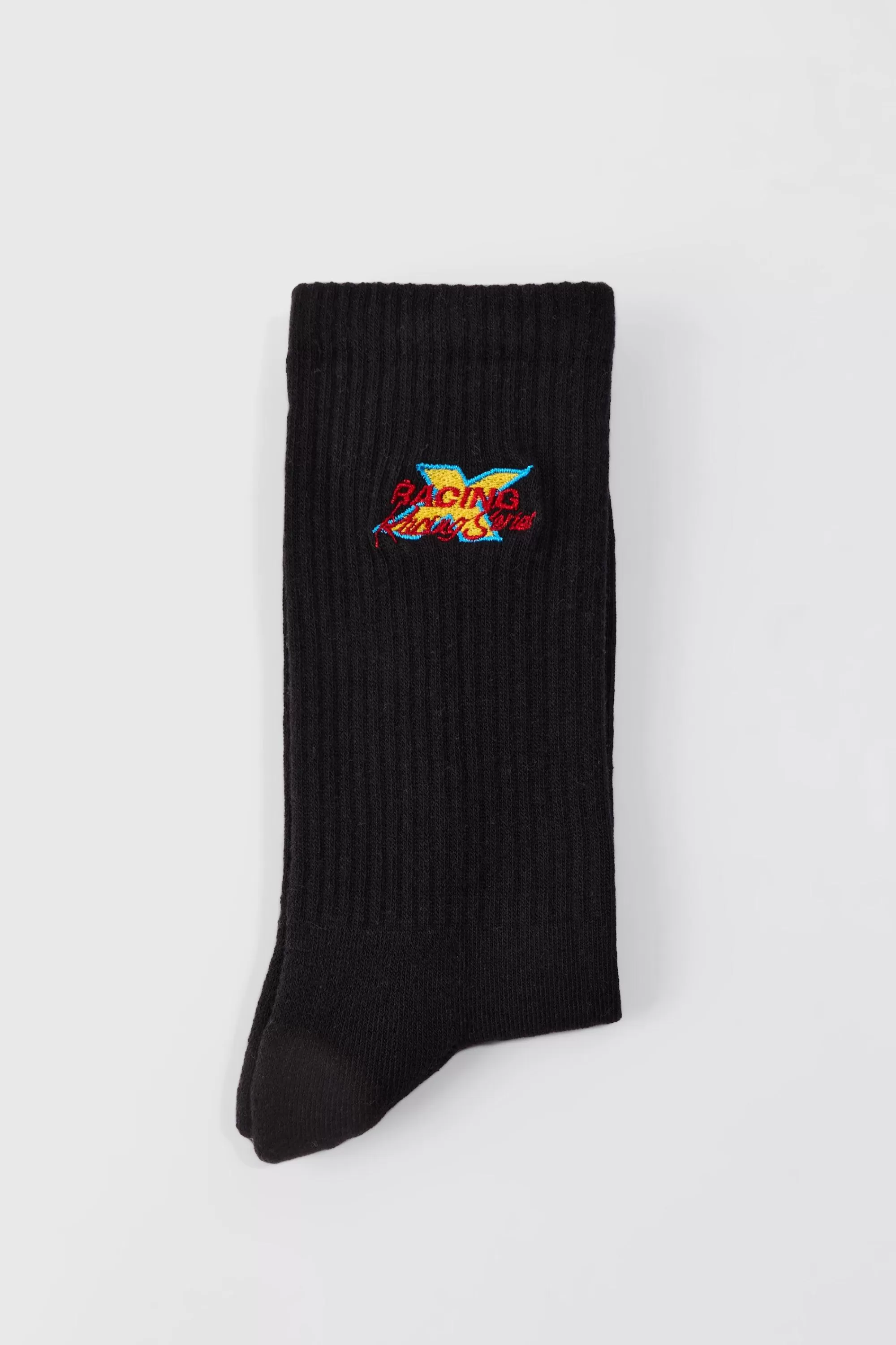 boohooMAN Moto Racing Series Embroidered Socks | UK