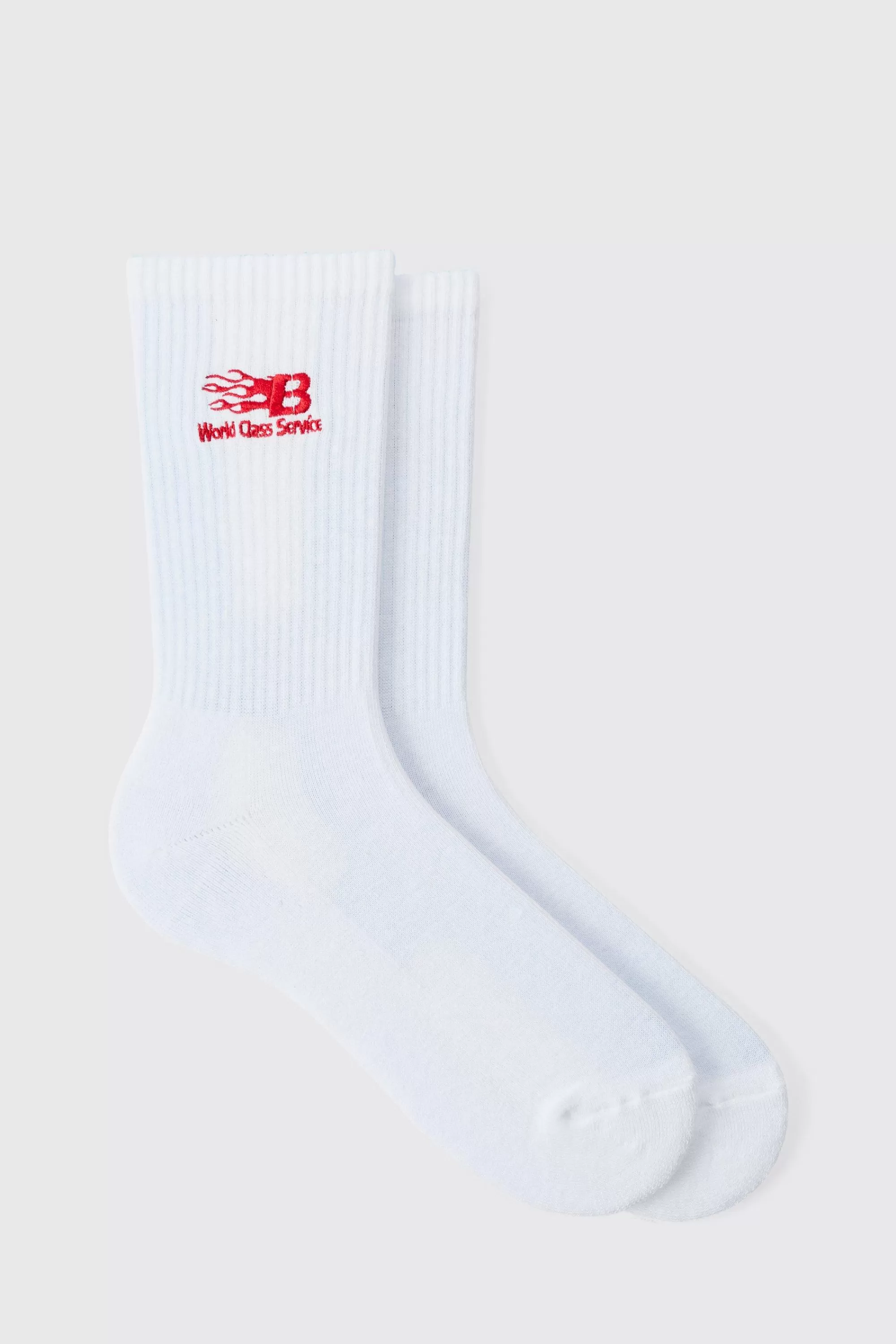 boohooMAN Moto World Class Service Embroidered Socks | UK
