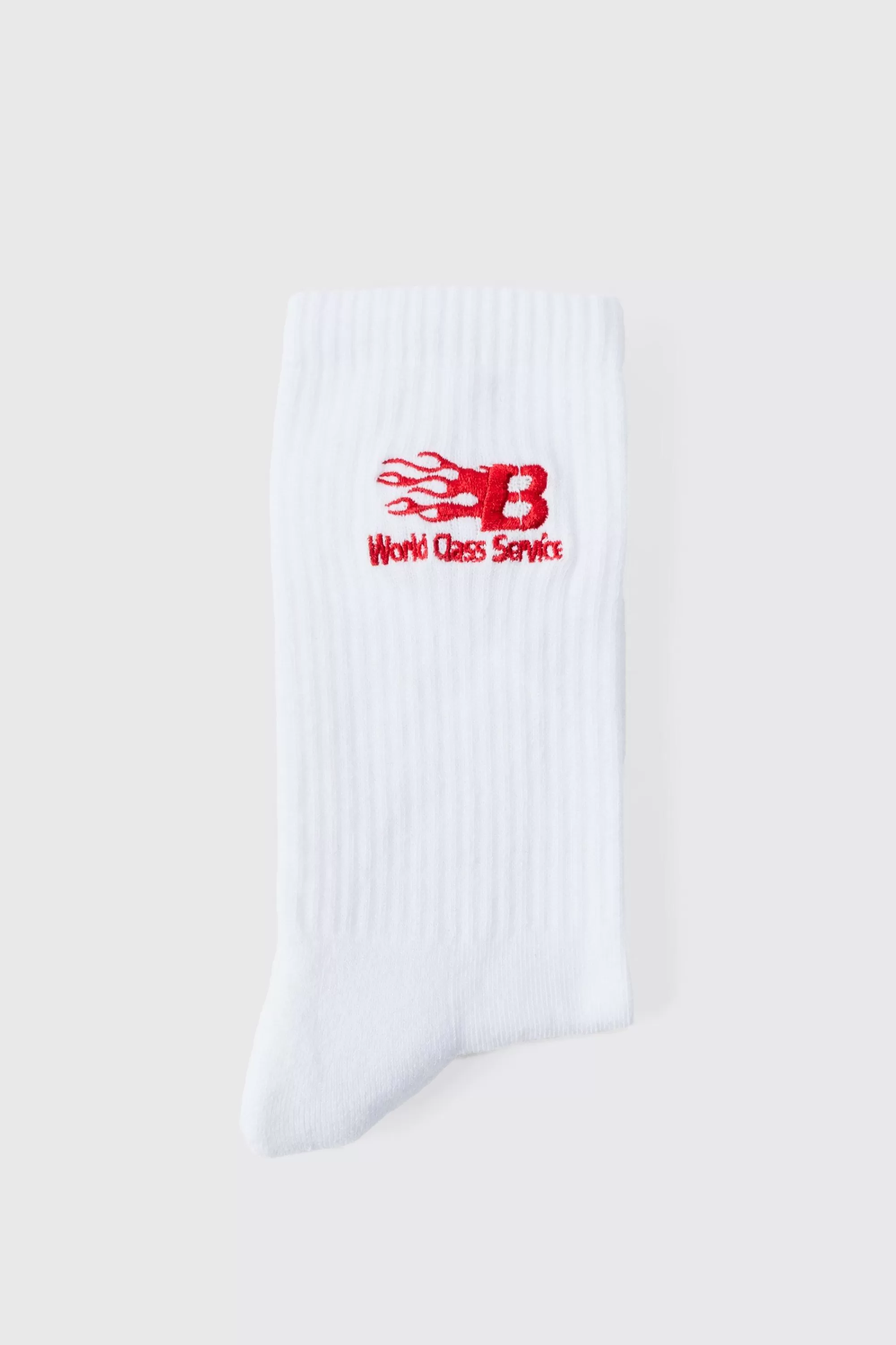 boohooMAN Moto World Class Service Embroidered Socks | UK