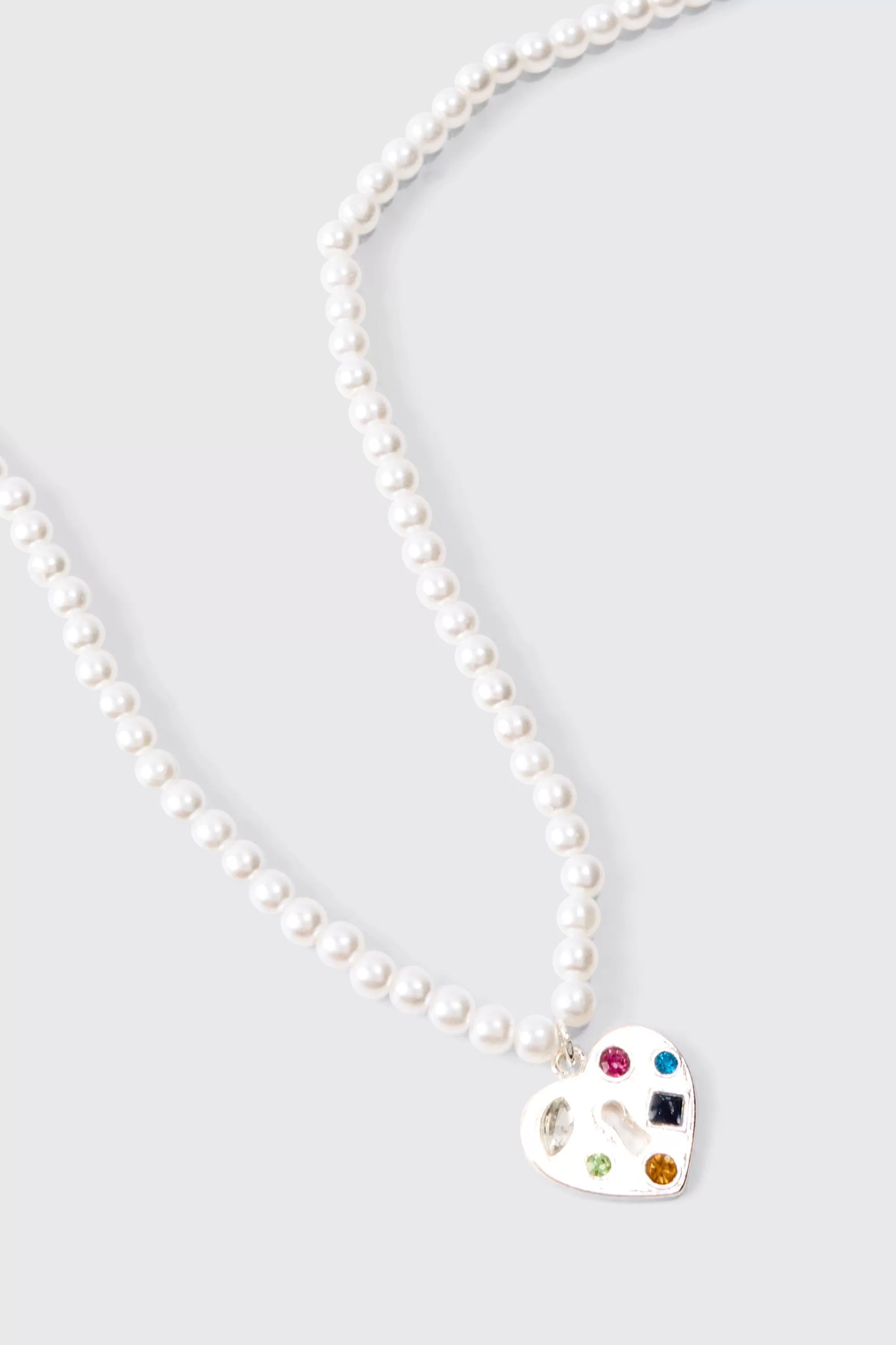 boohooMAN Multi Layer Pearl Chain Man Branded Necklace In | UK