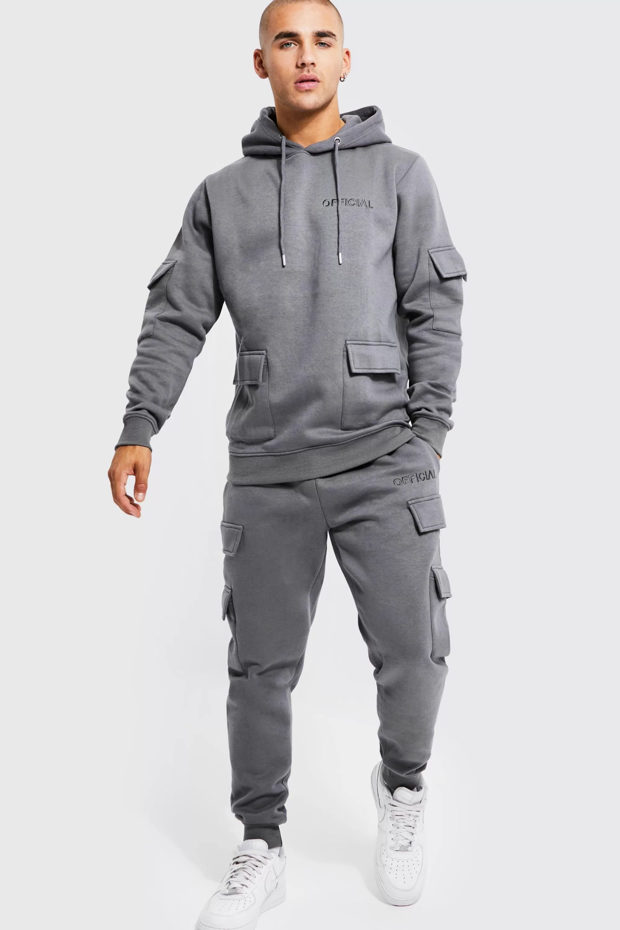 boohooMAN Official Man Cargo Hooded Panelled Tracksuit | UK
