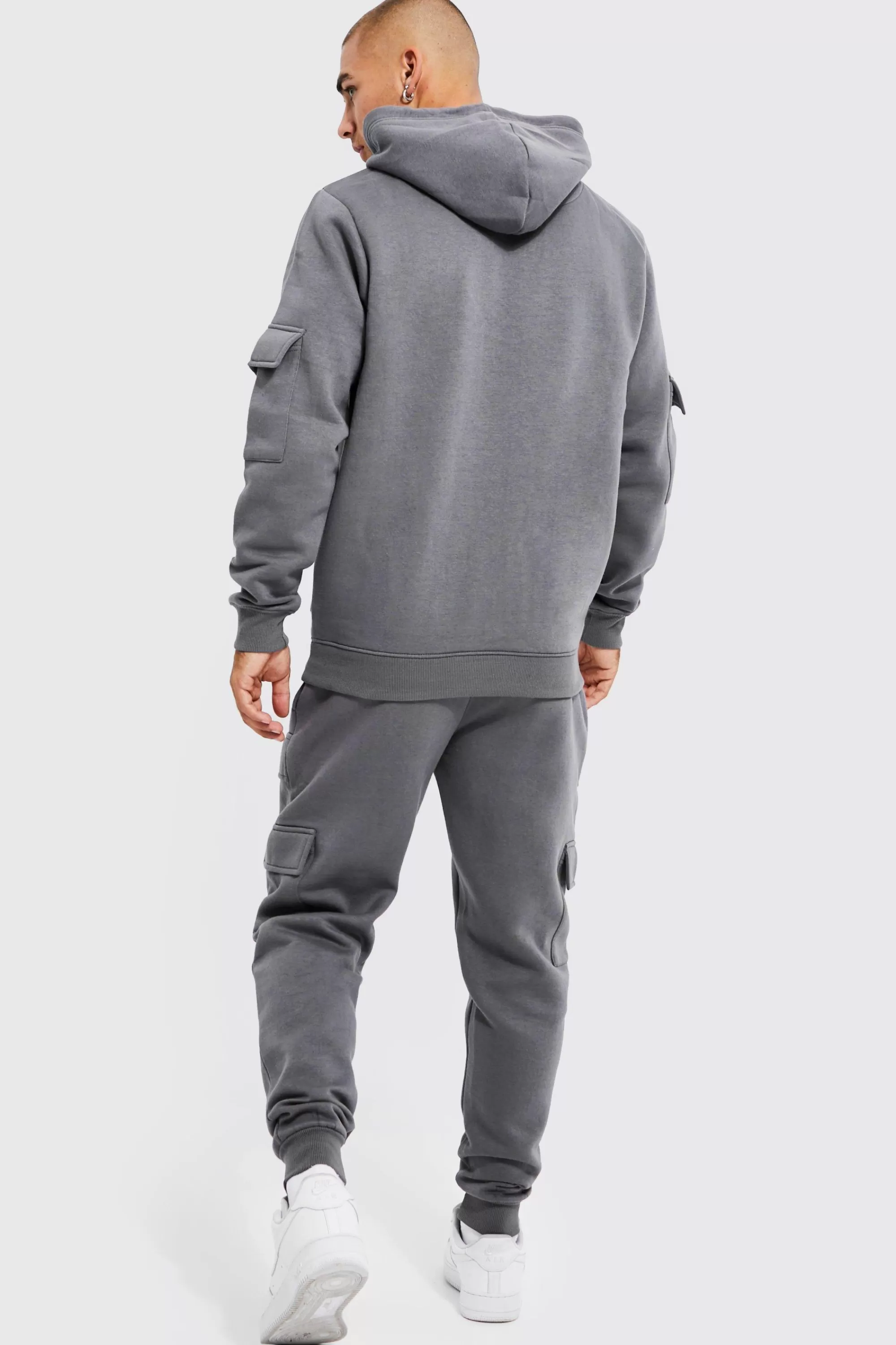 boohooMAN Official Man Cargo Hooded Panelled Tracksuit | UK