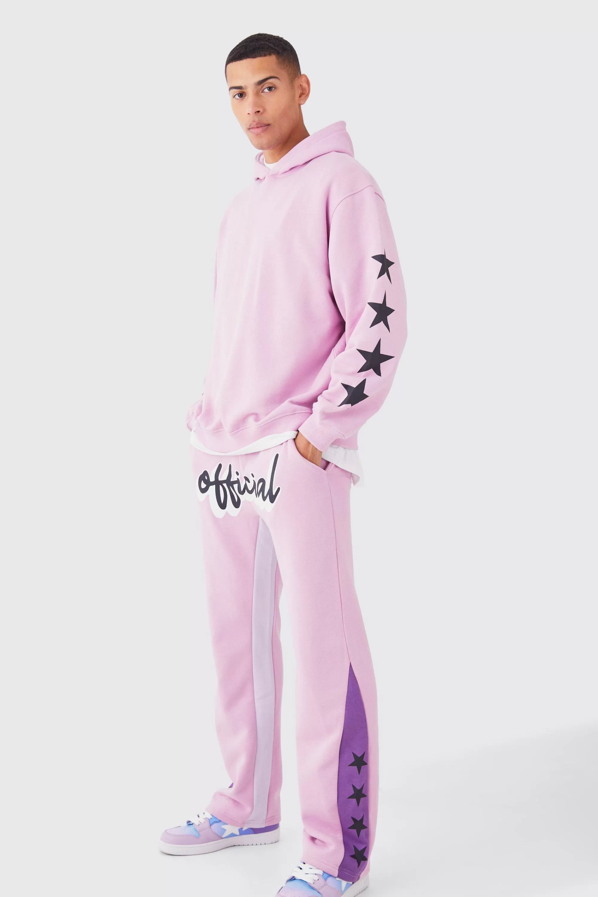 boohooMAN Official Oversized Star Gusset Tracksuit | UK