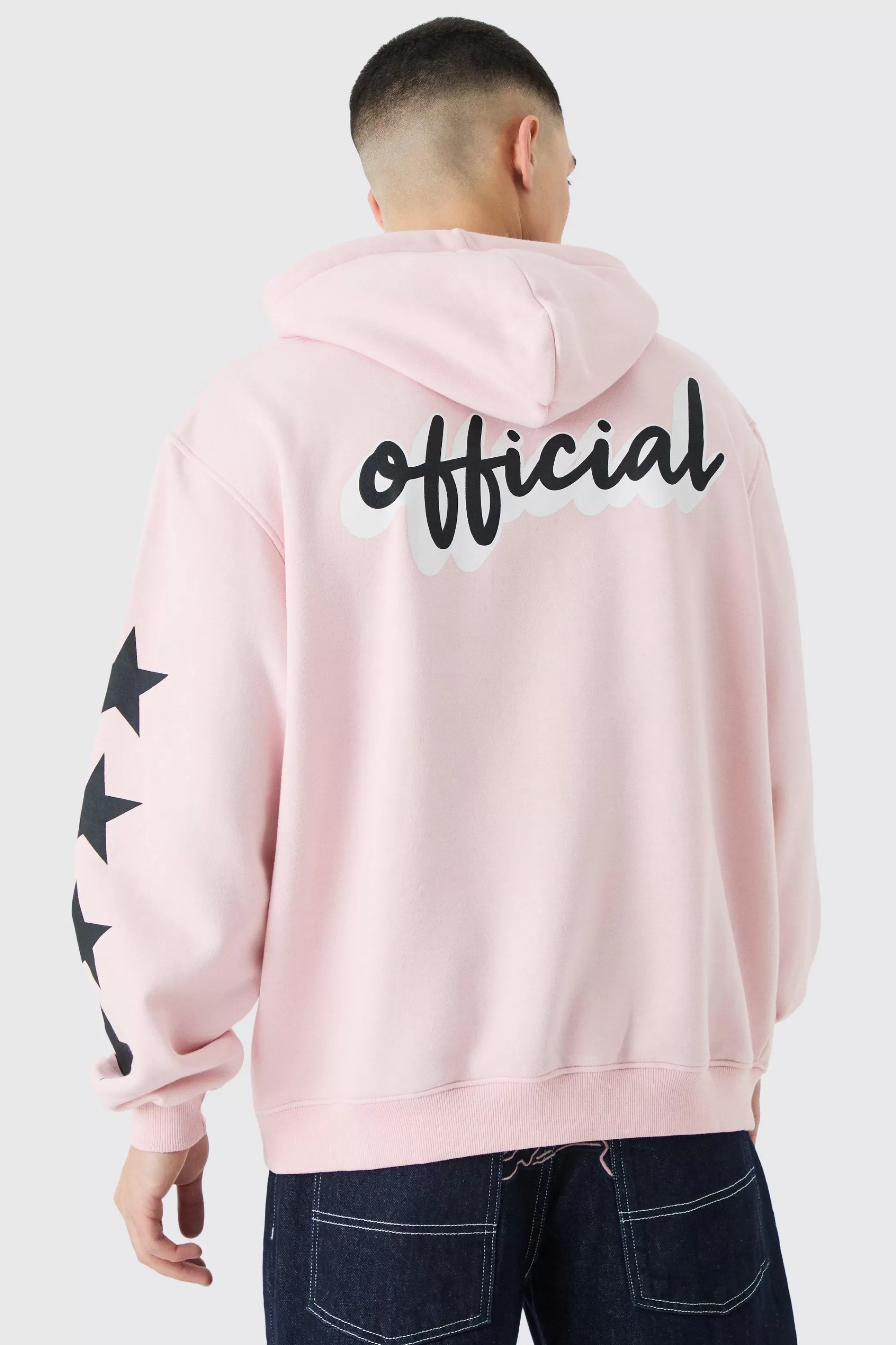boohooMAN Official Oversized Star Print Hoodie | UK
