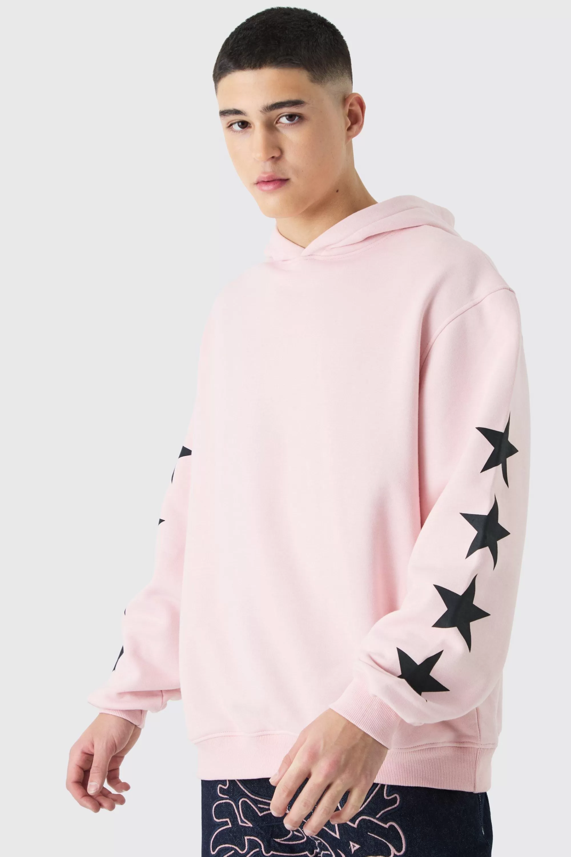 boohooMAN Official Oversized Star Print Hoodie | UK