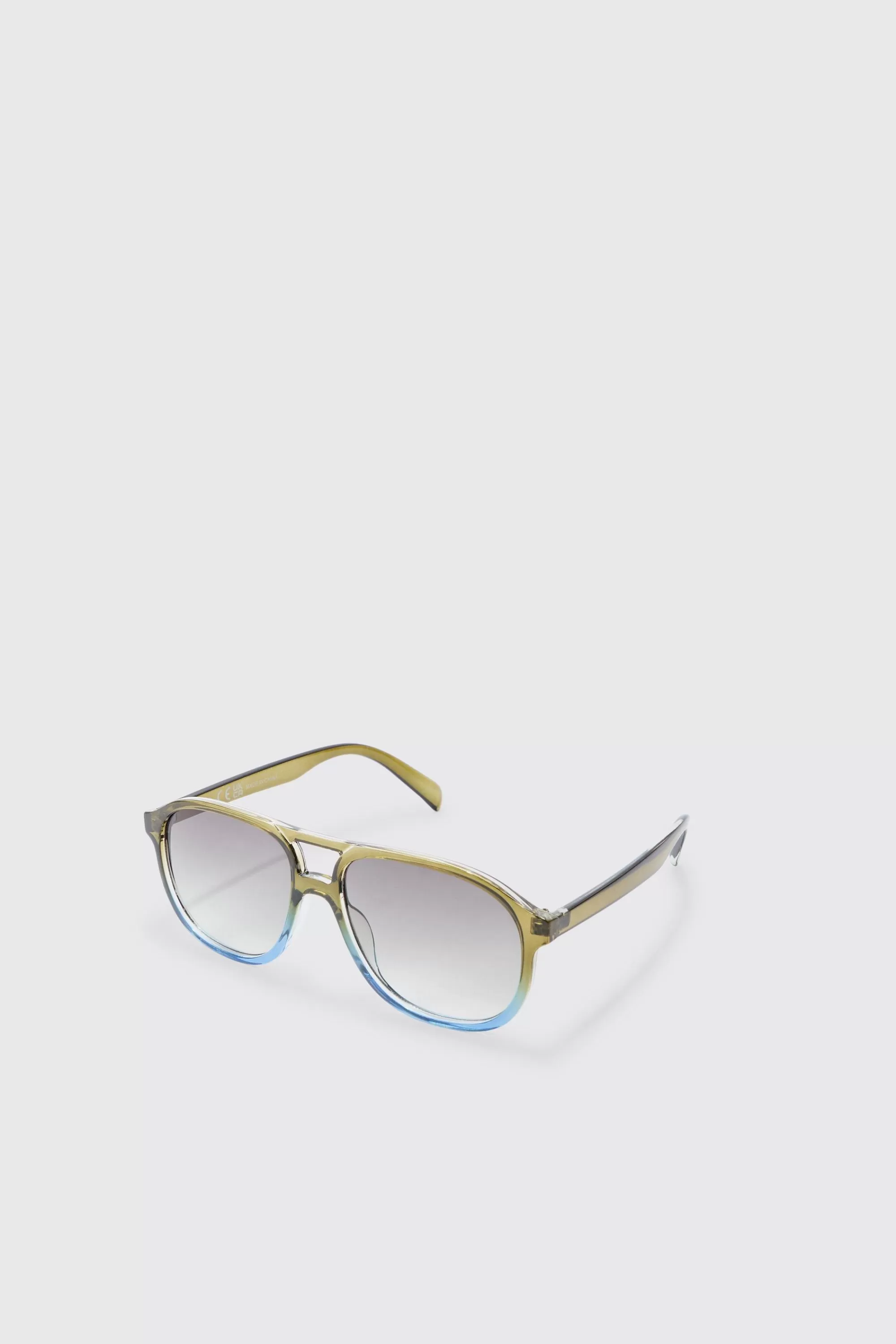 boohooMAN Ombre Frame Plastic Aviator Sunglasses In | UK