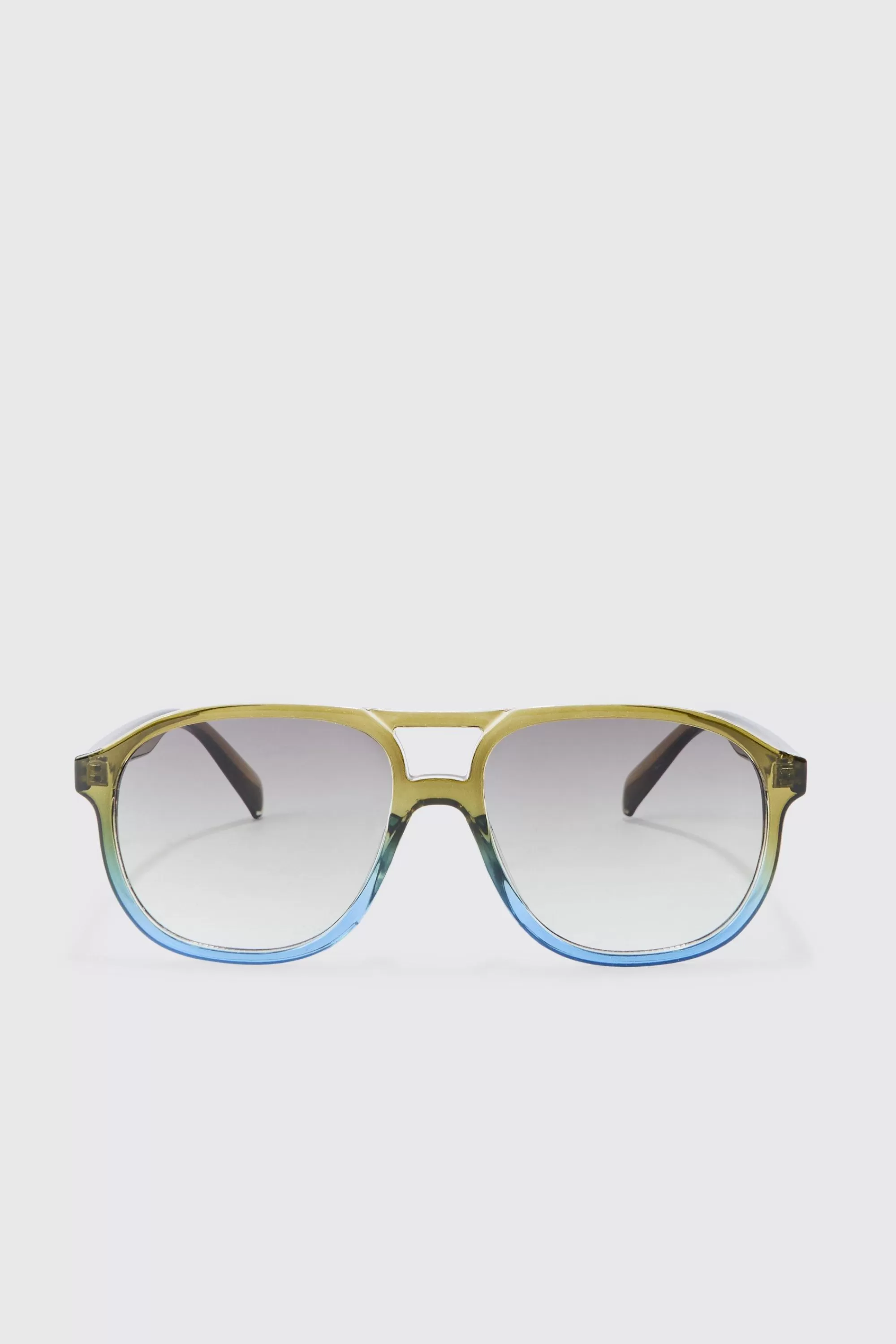 boohooMAN Ombre Frame Plastic Aviator Sunglasses In | UK