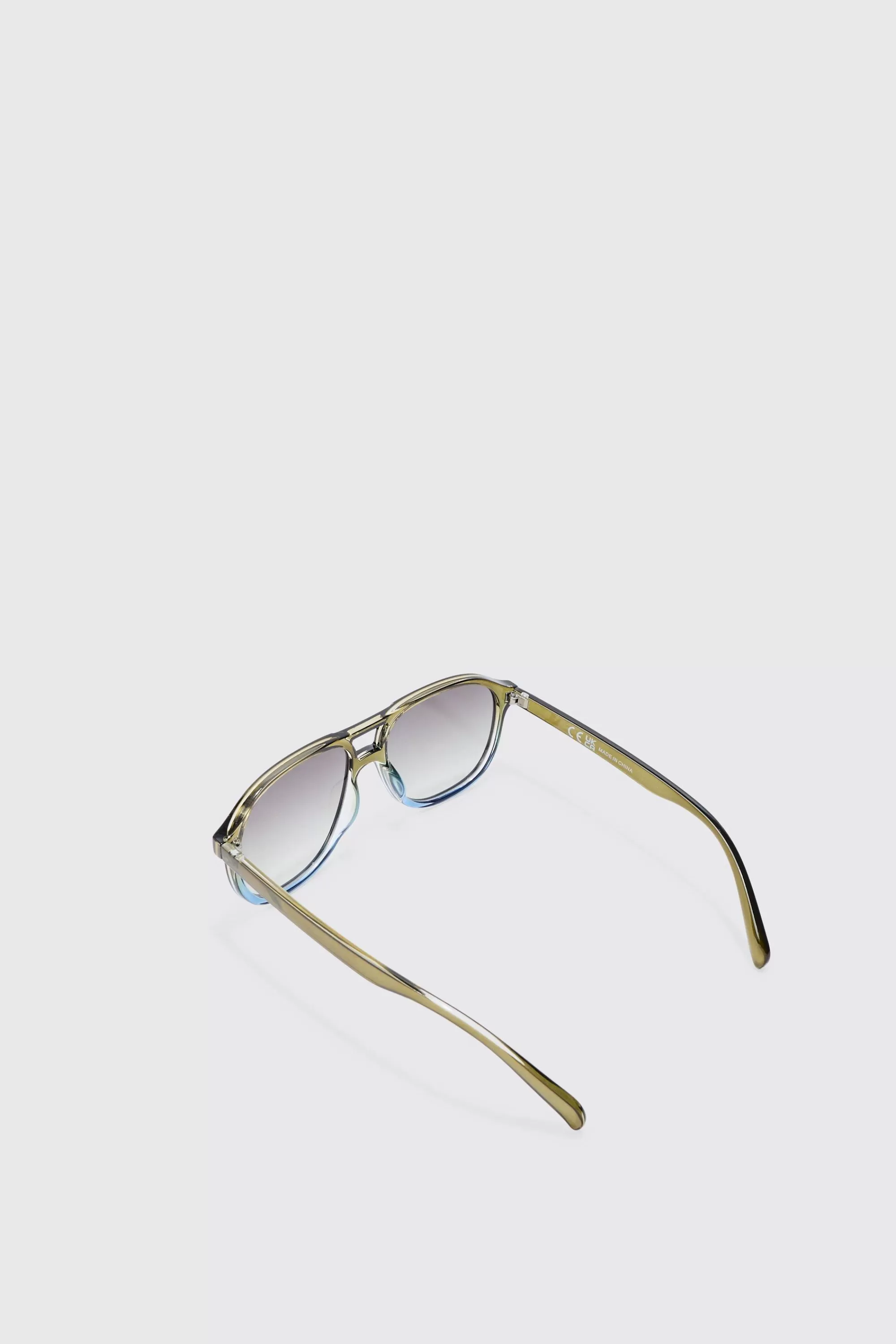 boohooMAN Ombre Frame Plastic Aviator Sunglasses In | UK