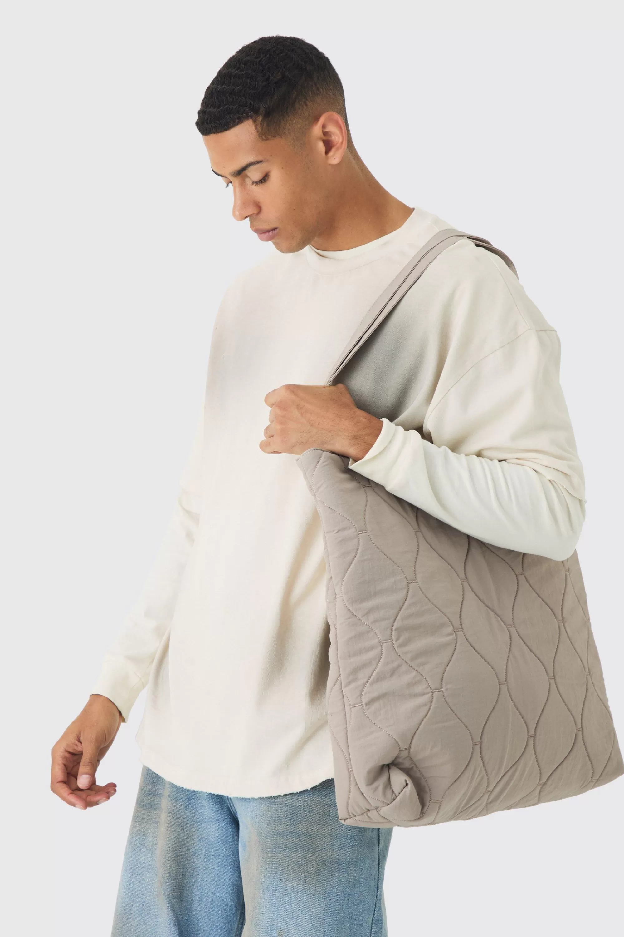 boohooMAN Onion Quilt Tote Bag | UK