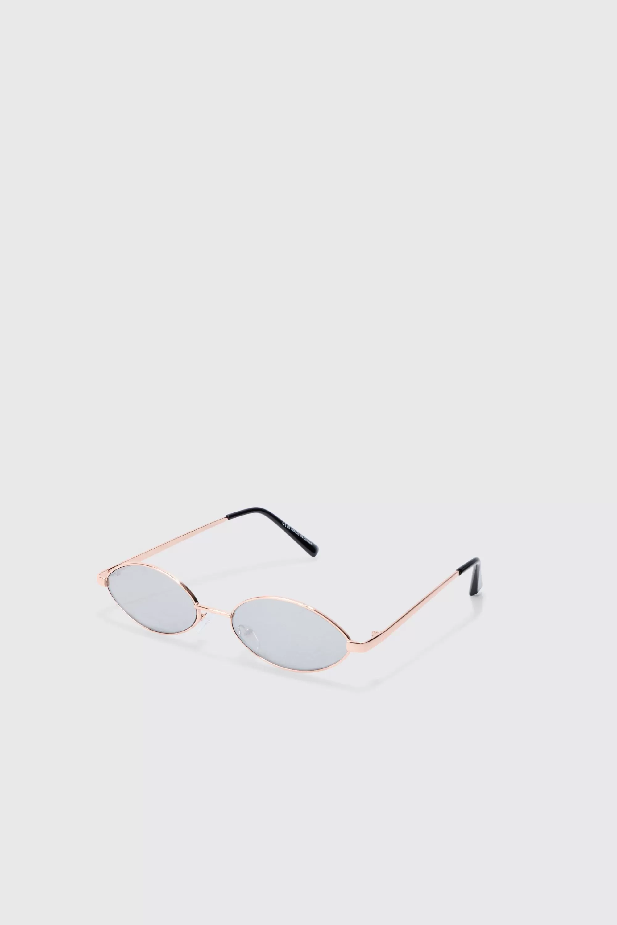 boohooMAN Oval Metal Frame Sunglasses In | UK