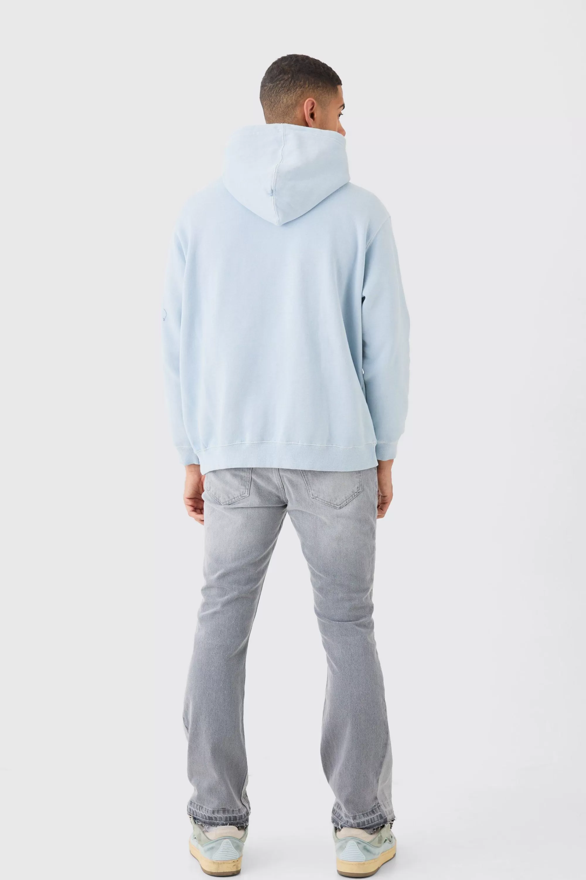 boohooMAN Overdye Worldwide Puff Print Hoodie | UK