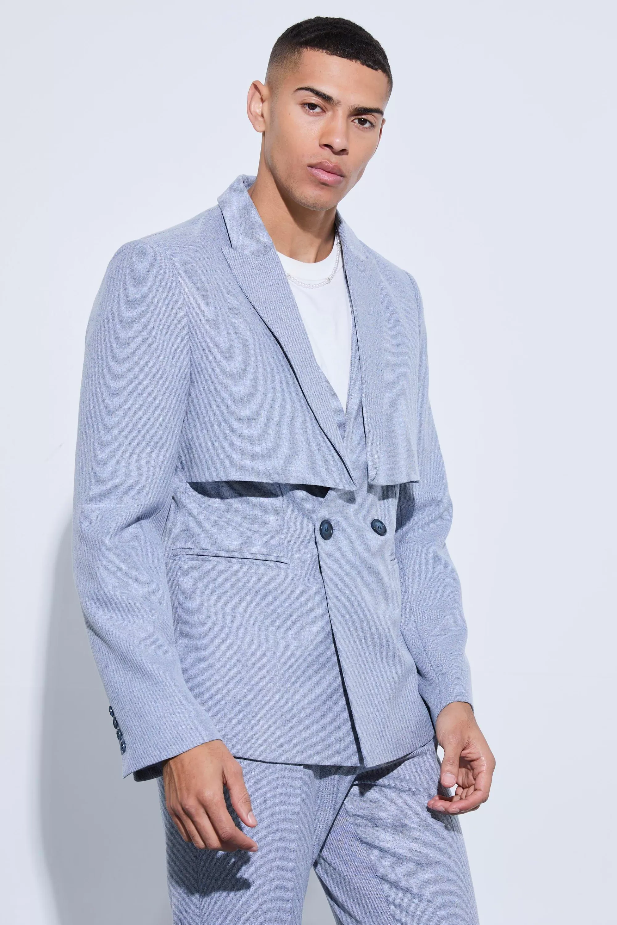 boohooMAN Overlay Detail Slim Fit Blazer | UK