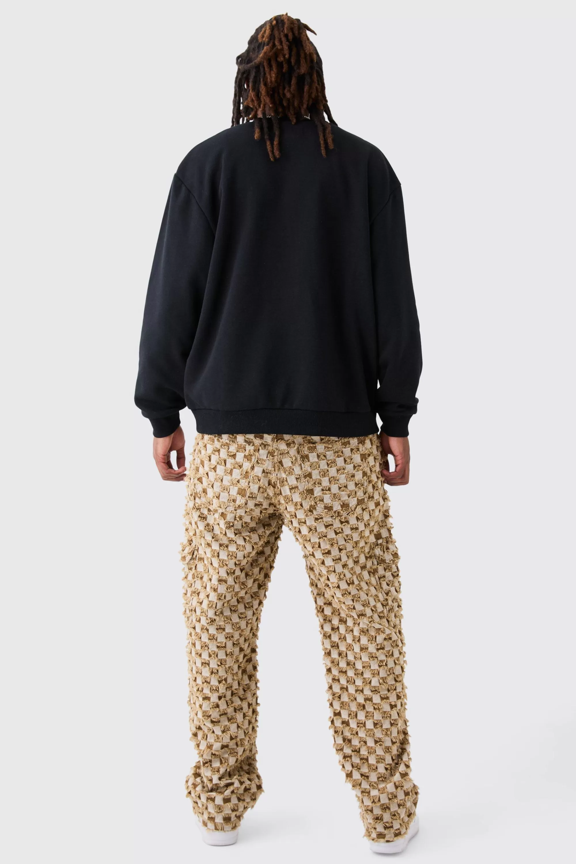 boohooMAN Oversized Applique Borg Sweatshirt | UK