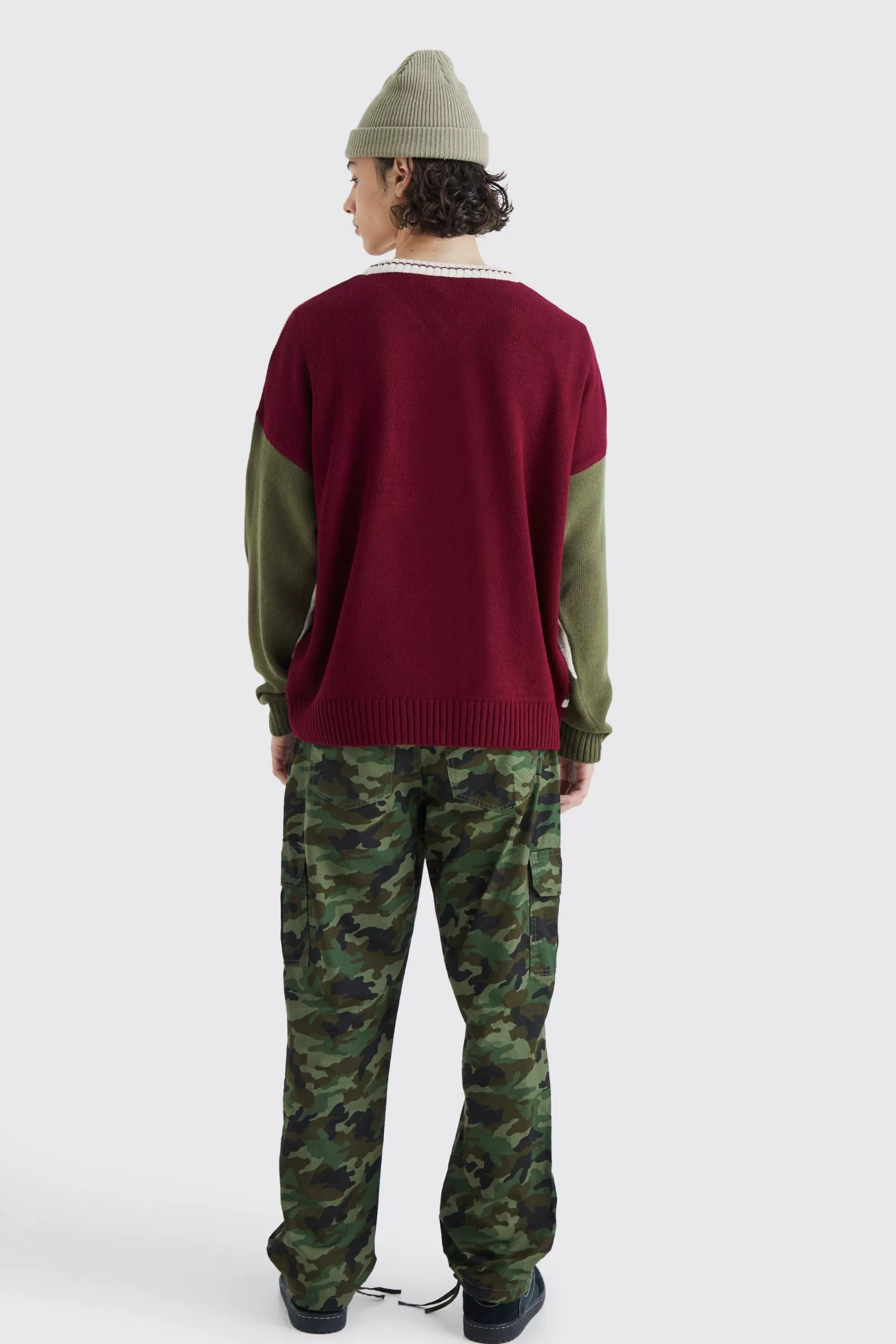 boohooMAN Oversized Applique Football Knit Jumper | UK