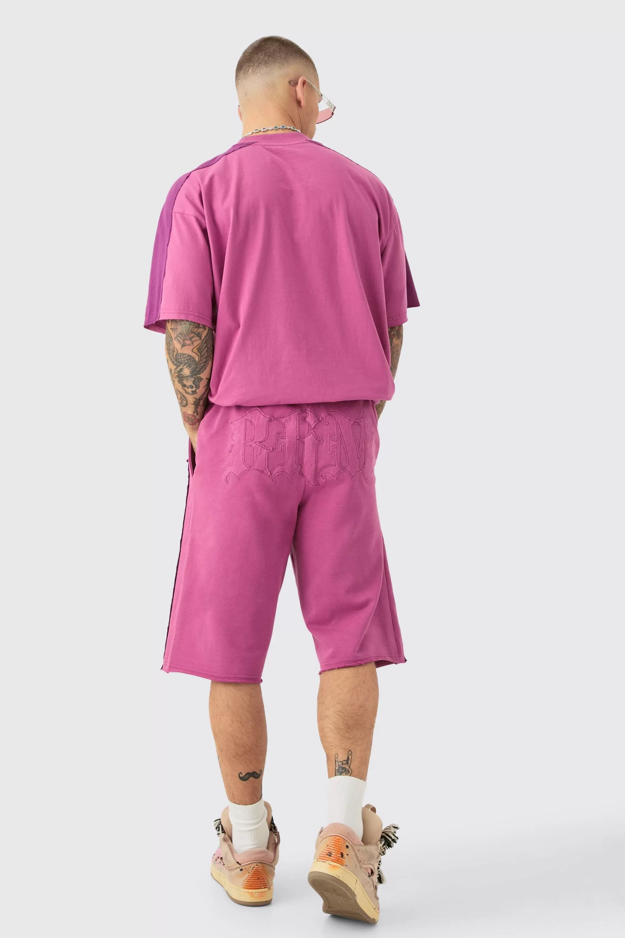 boohooMAN Oversized Applique T-Shirt And Jort Set | UK
