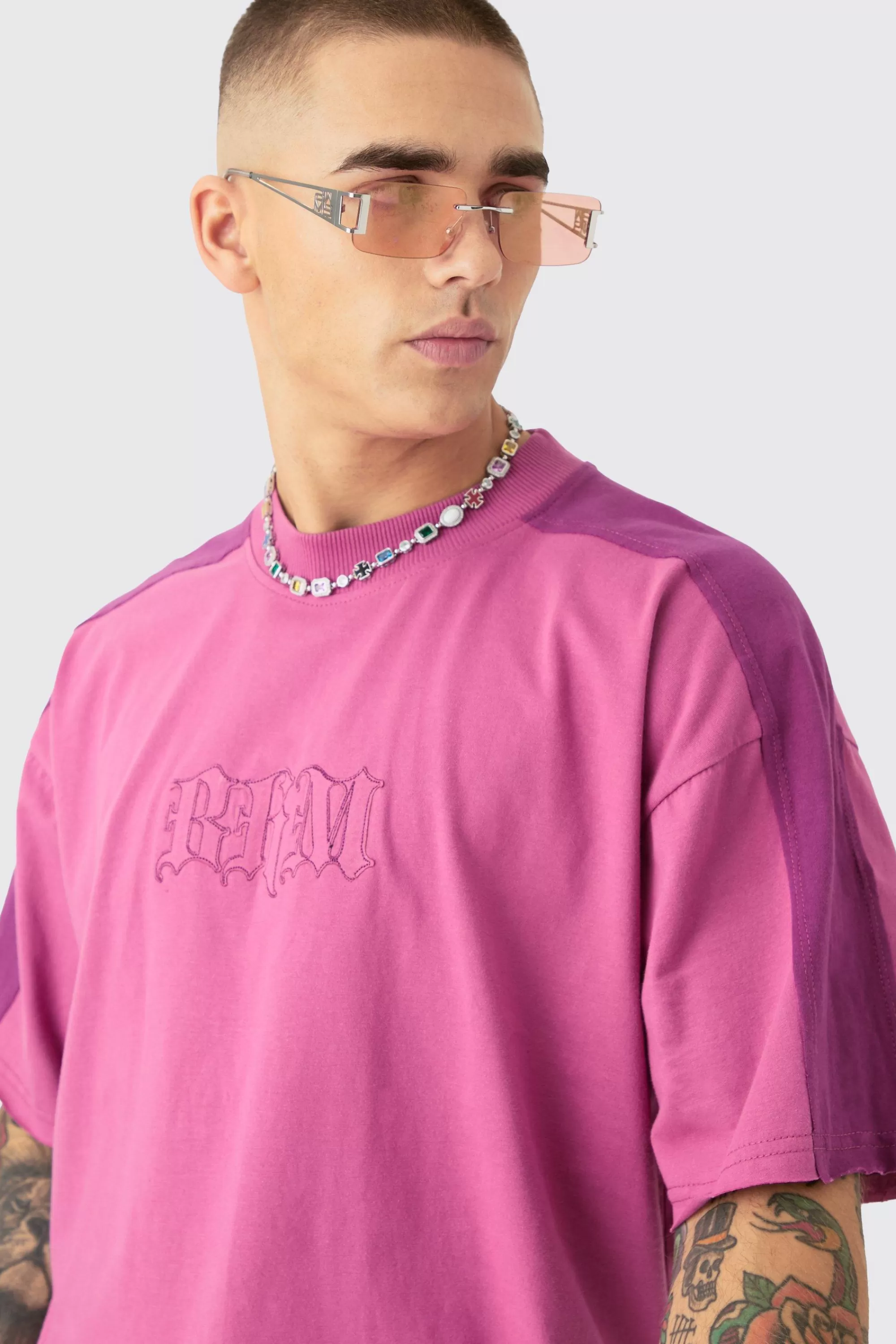 boohooMAN Oversized Applique T-Shirt And Jort Set | UK