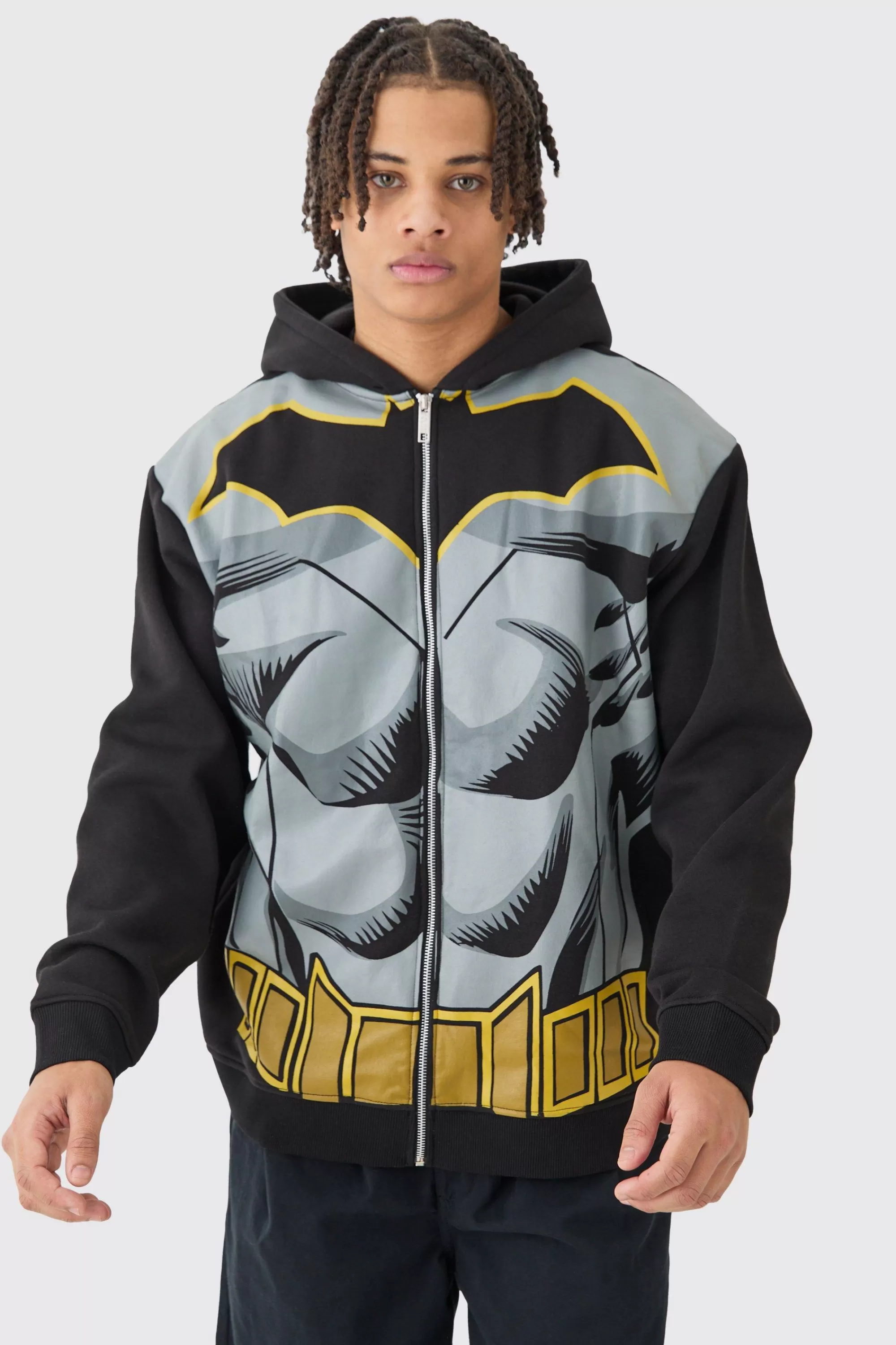 boohooMAN Oversized Batman Zip Up License Hoodie | UK