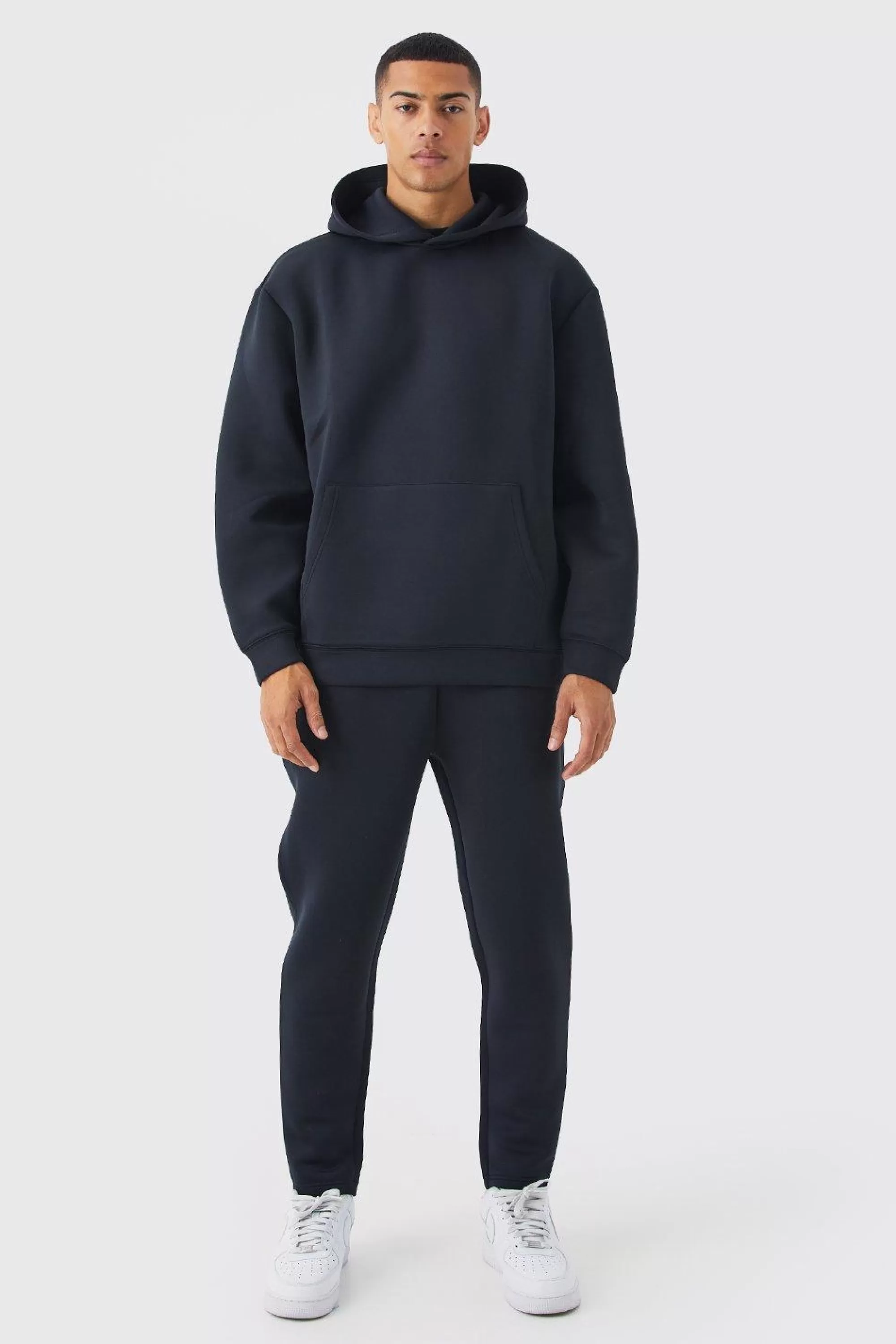 boohooMAN Oversized Bonded Scuba Hooded Tracksuit | UK